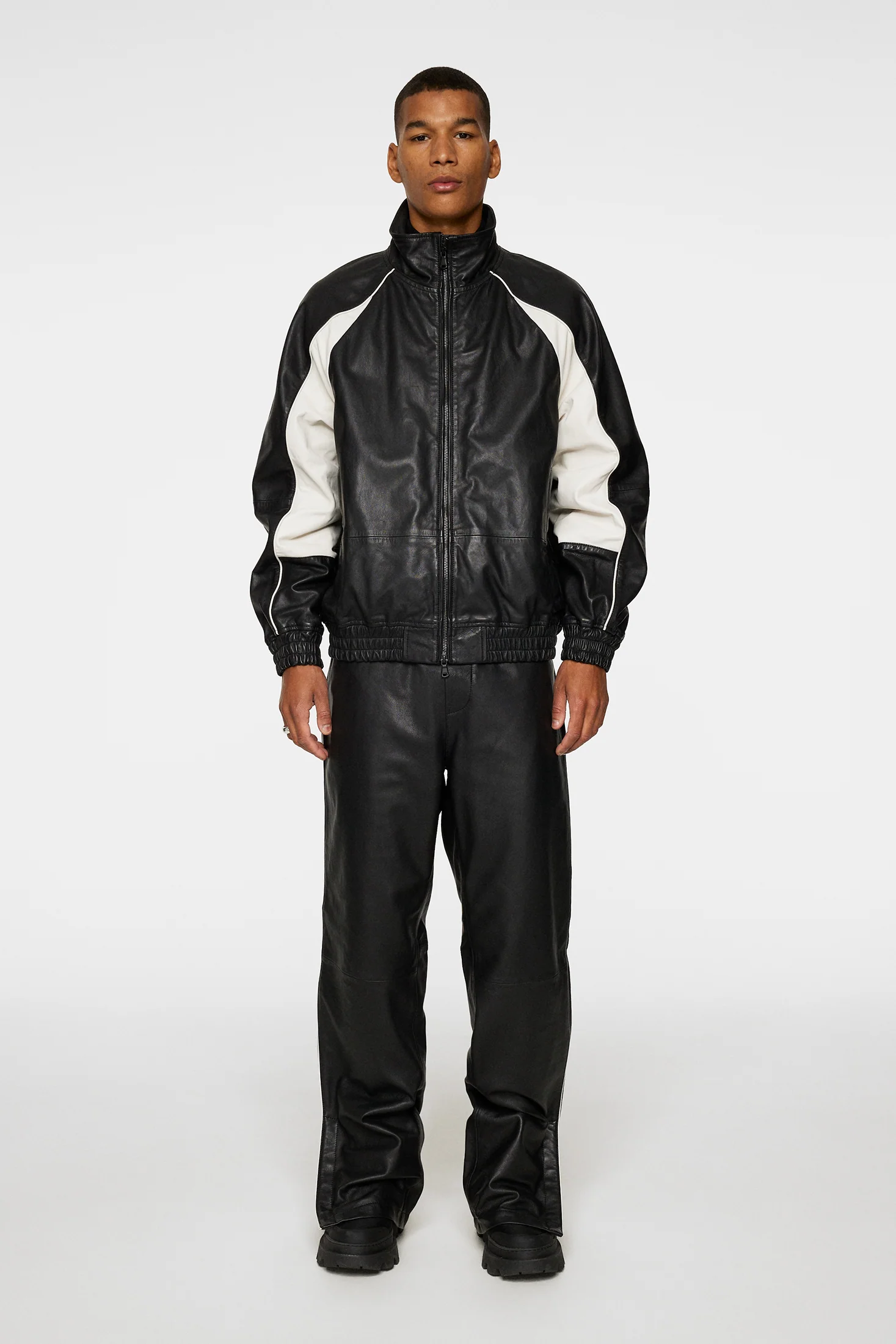 Lex Leather Track Jacket / Black - Image 4