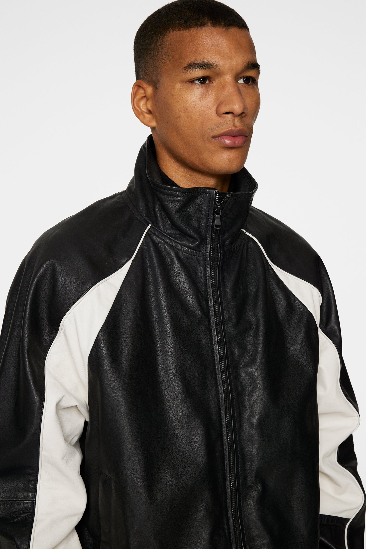 Lex Leather Track Jacket / Black - Image 5