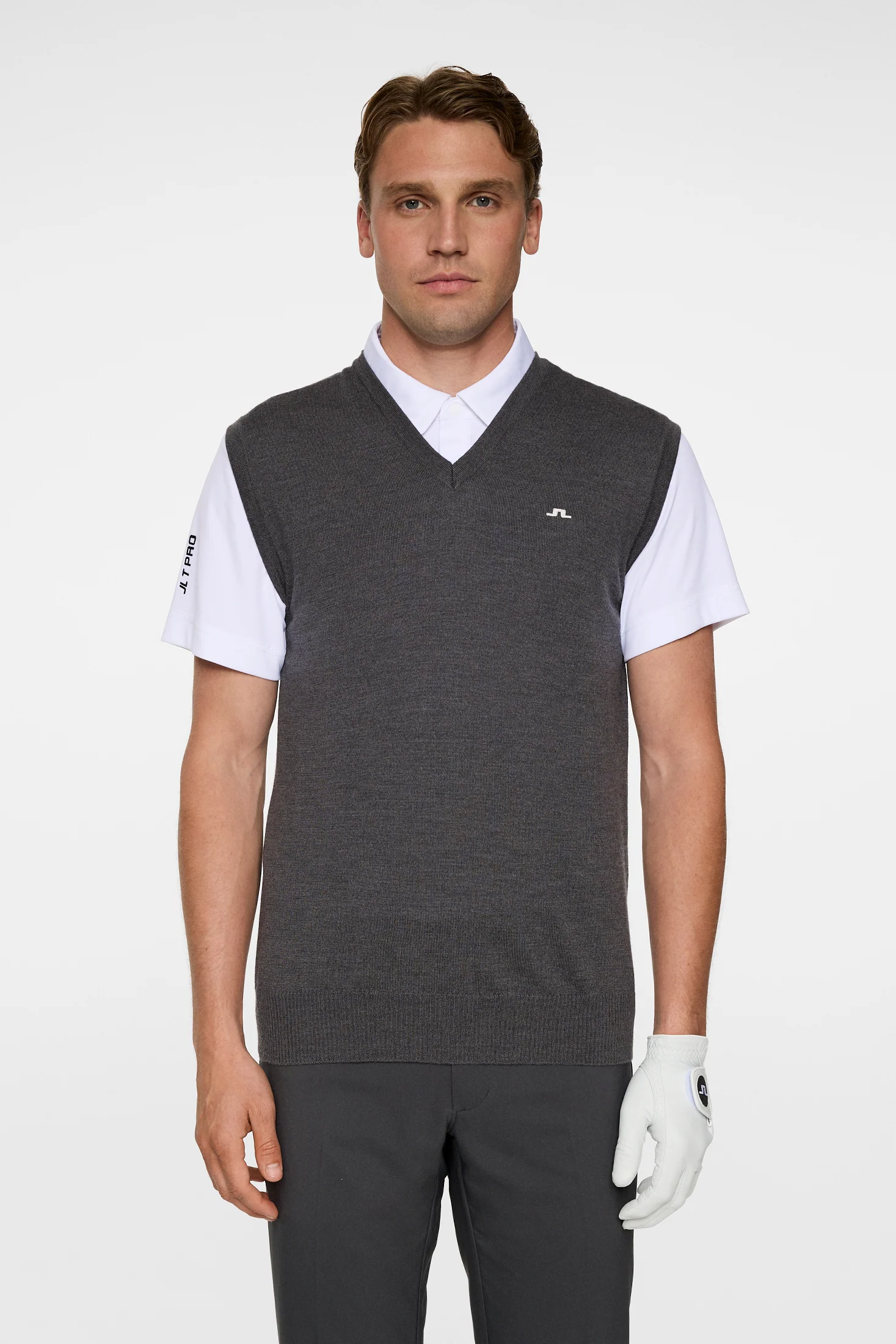 Liam Knitted Vest / Dark Grey Melange - Image 2