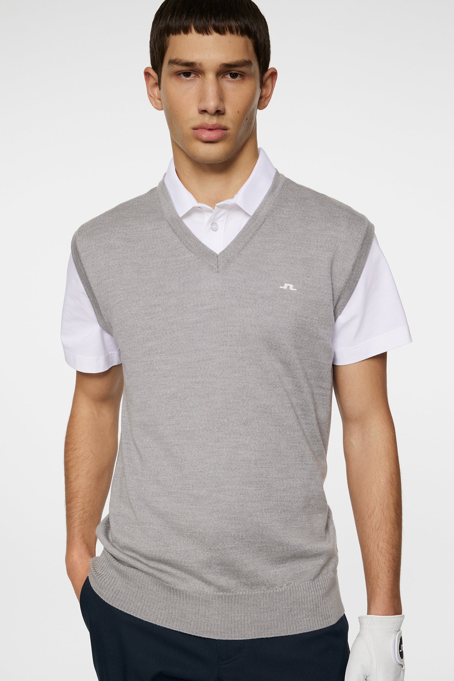Liam Knitted Vest / Light Grey Melange - Image 5