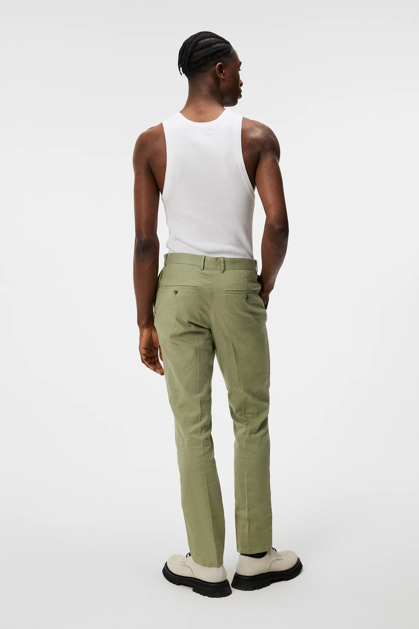 Lois Linen Stretch Pants / Oil Green - Image 3