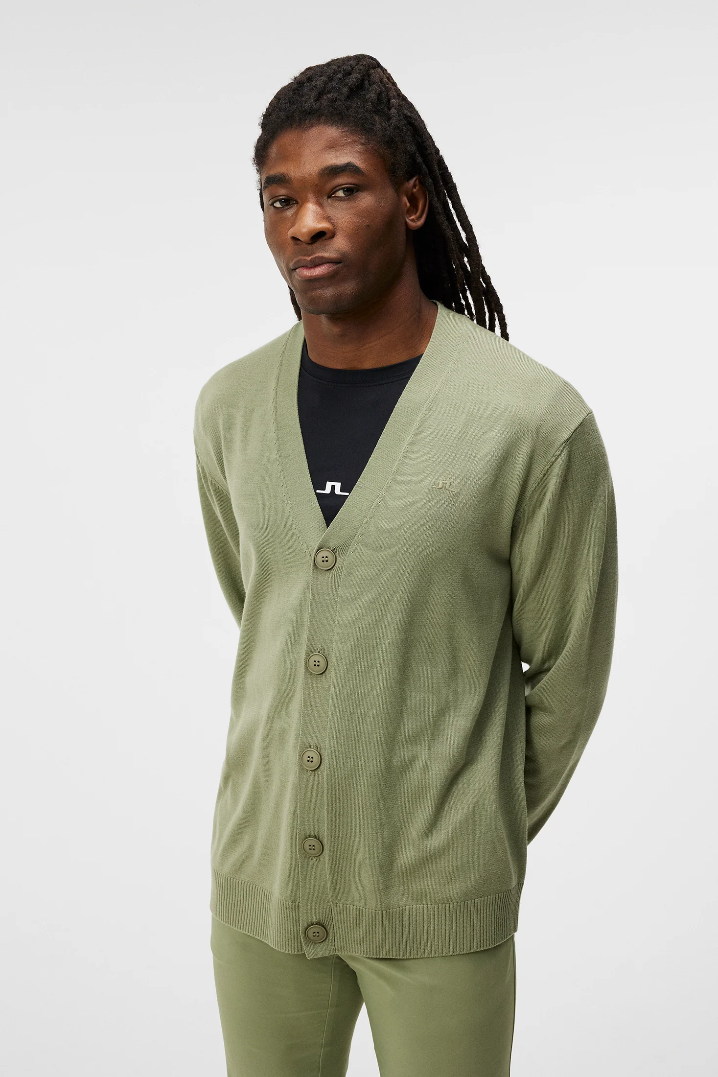 Lucas Knitted Cardigan / Oil Green - Image 2