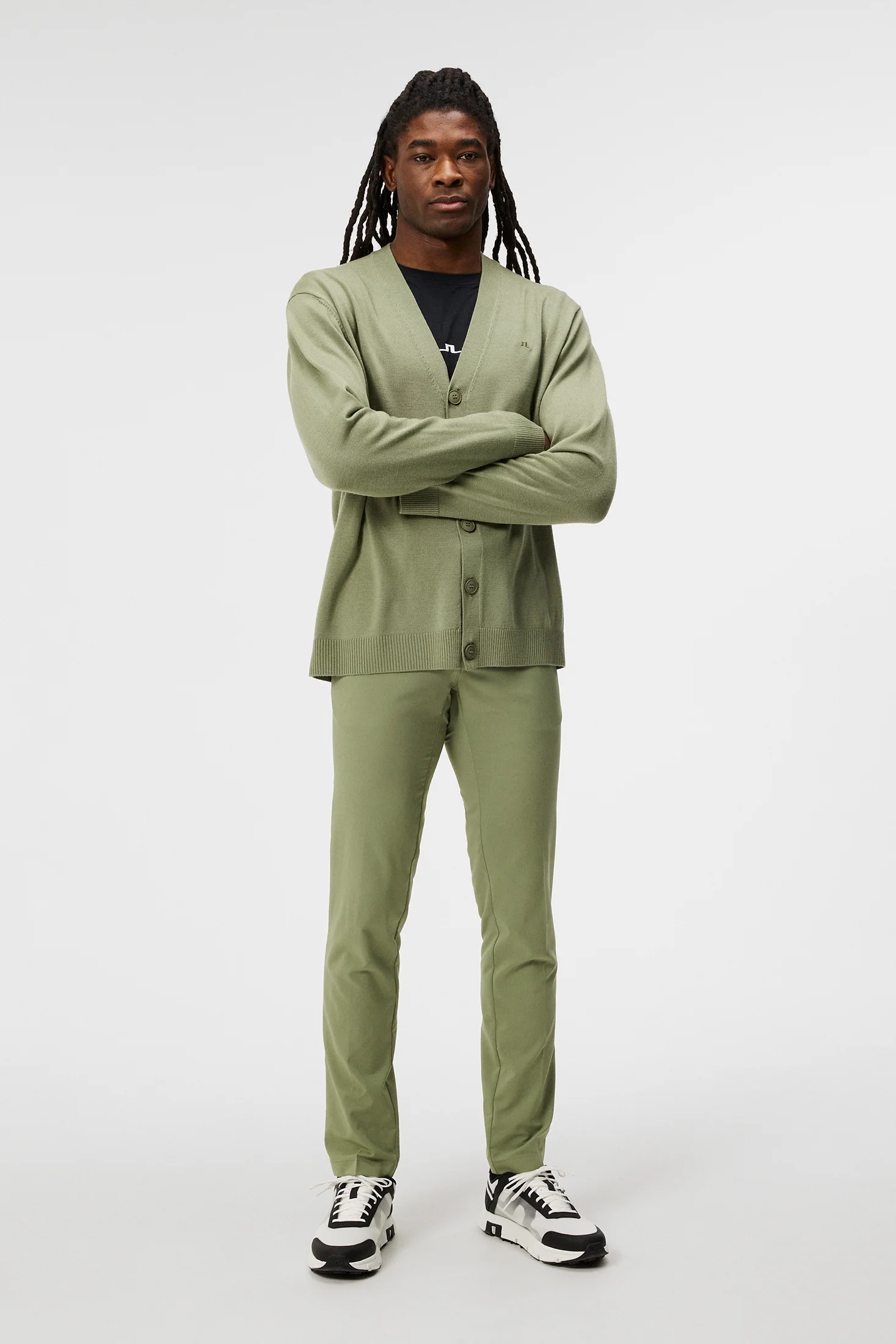 Lucas Knitted Cardigan / Oil Green - Image 4
