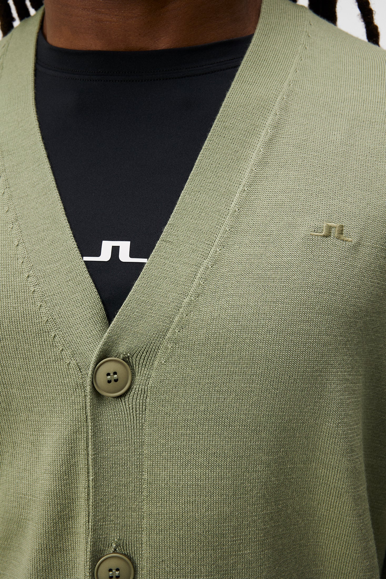Lucas Knitted Cardigan / Oil Green - Image 6