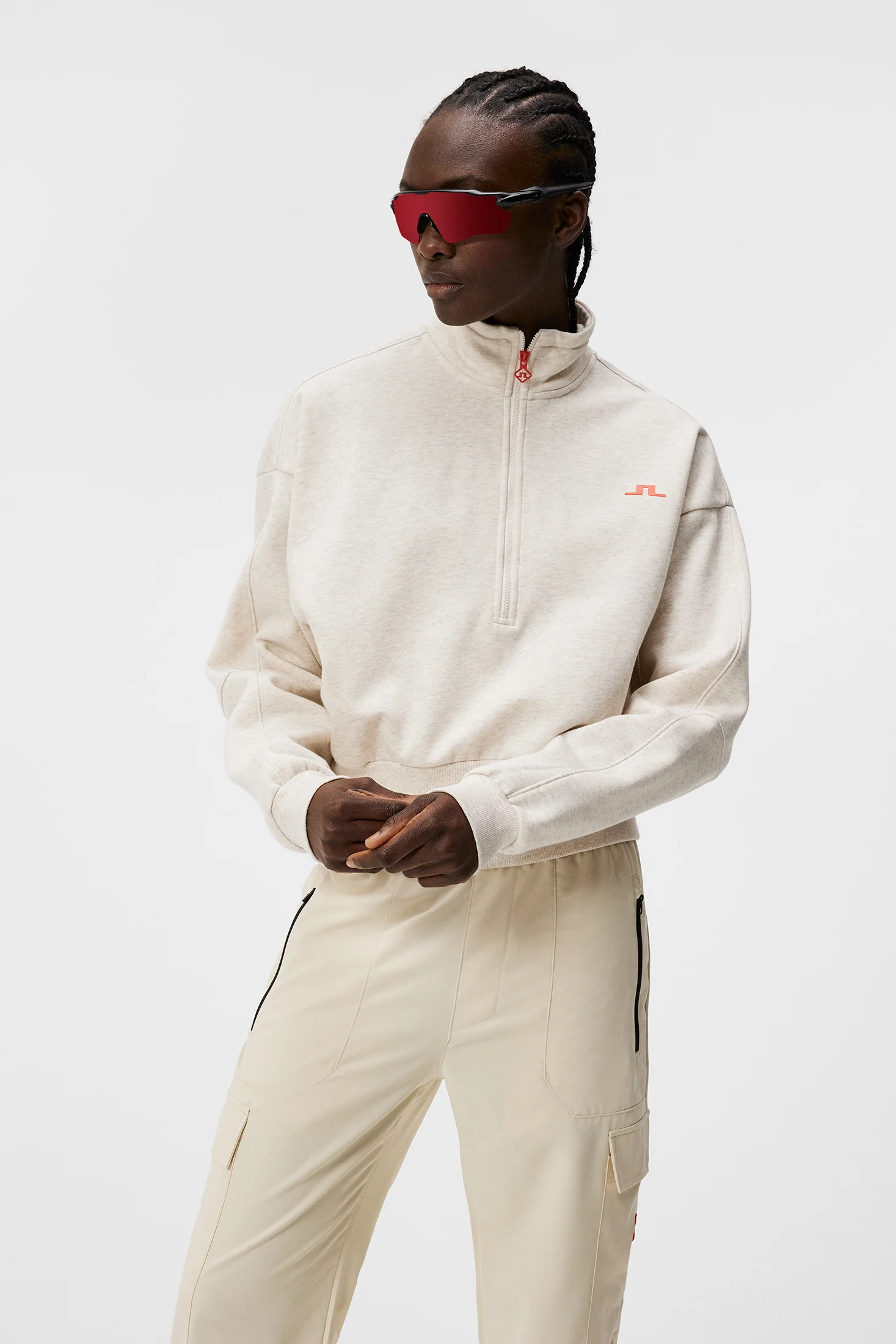 Lucia Zip Mock Neck / Beige Melange - Image 2