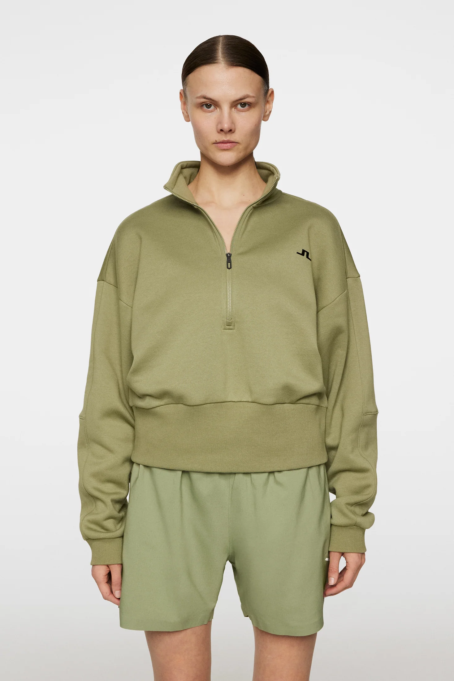 Lucia Zip Mock Neck / Oil Green - Image 2