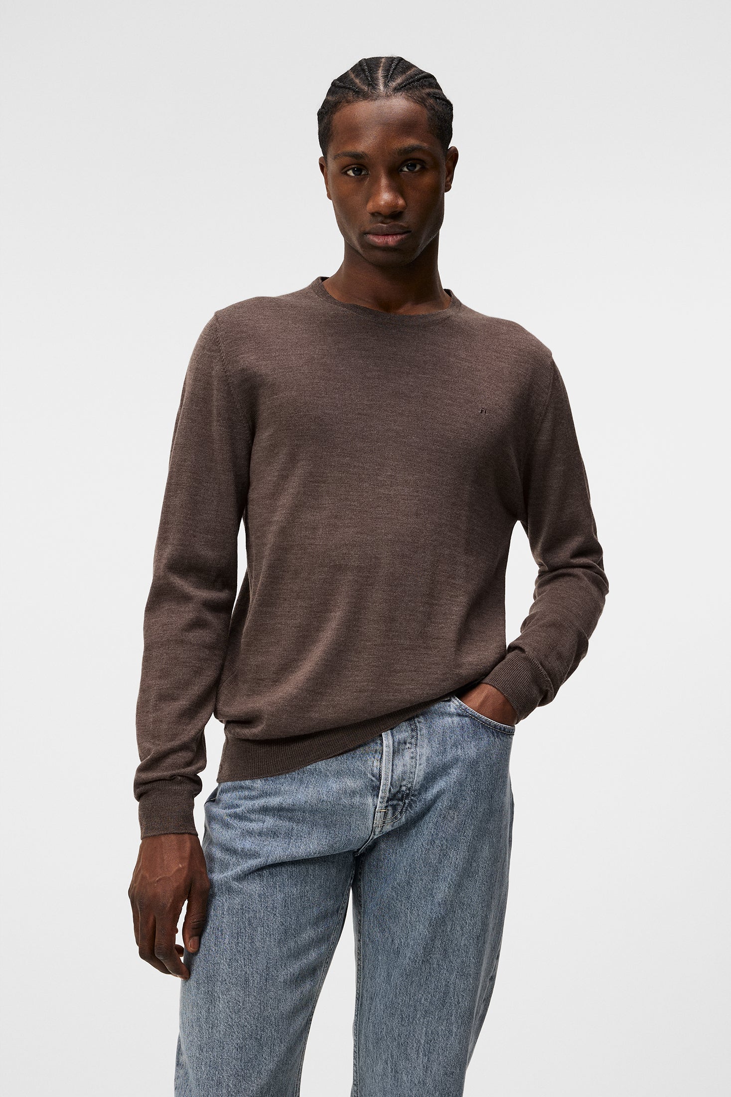 Lyle Light Merino Sweater / Walnut Melange - Image 2