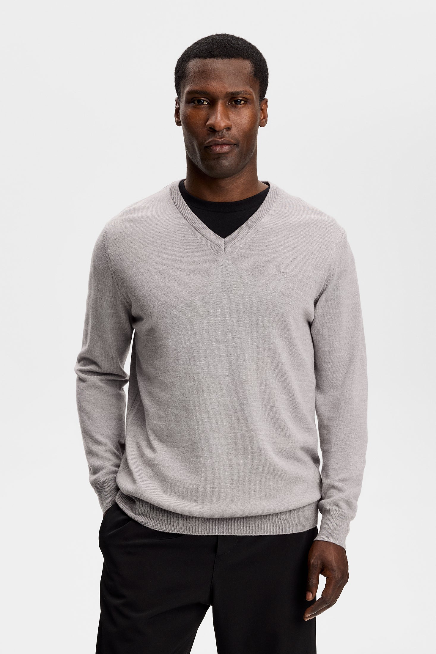 Lymann Knitted Sweater / Light Grey Melange - Image 2
