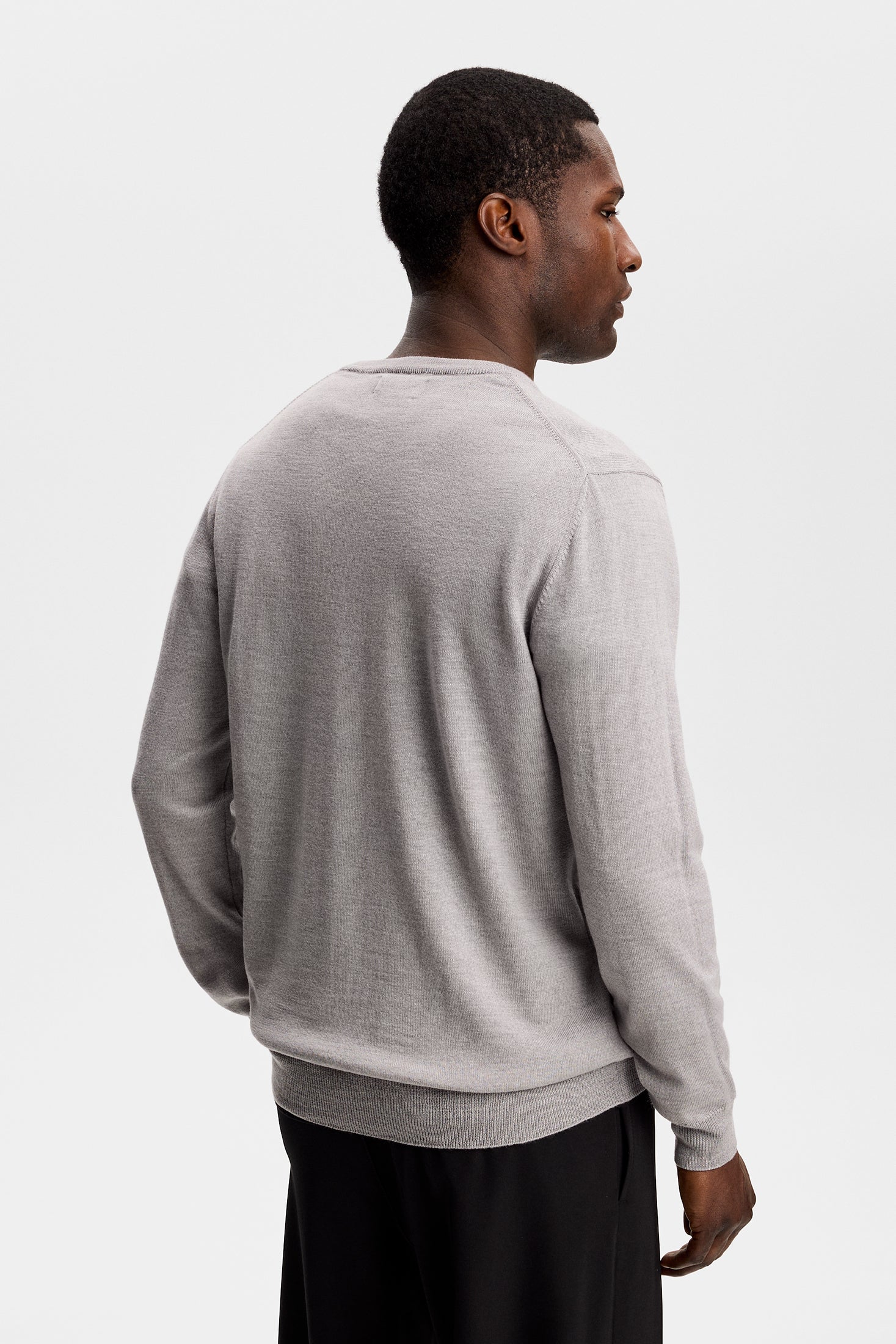 Lymann Knitted Sweater / Light Grey Melange - Image 3