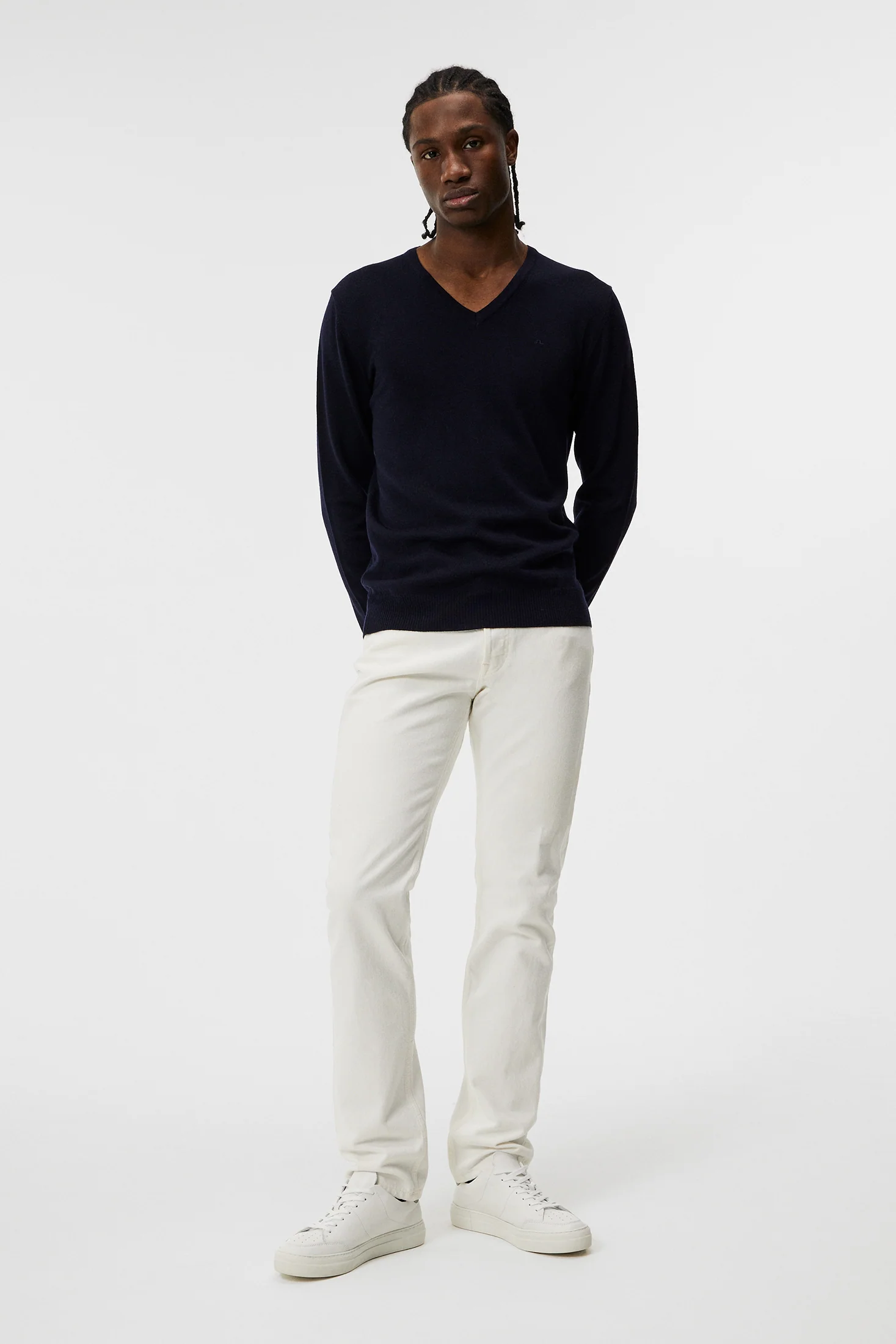 Lymann Merino V-neck Sweater / Navy - Image 4