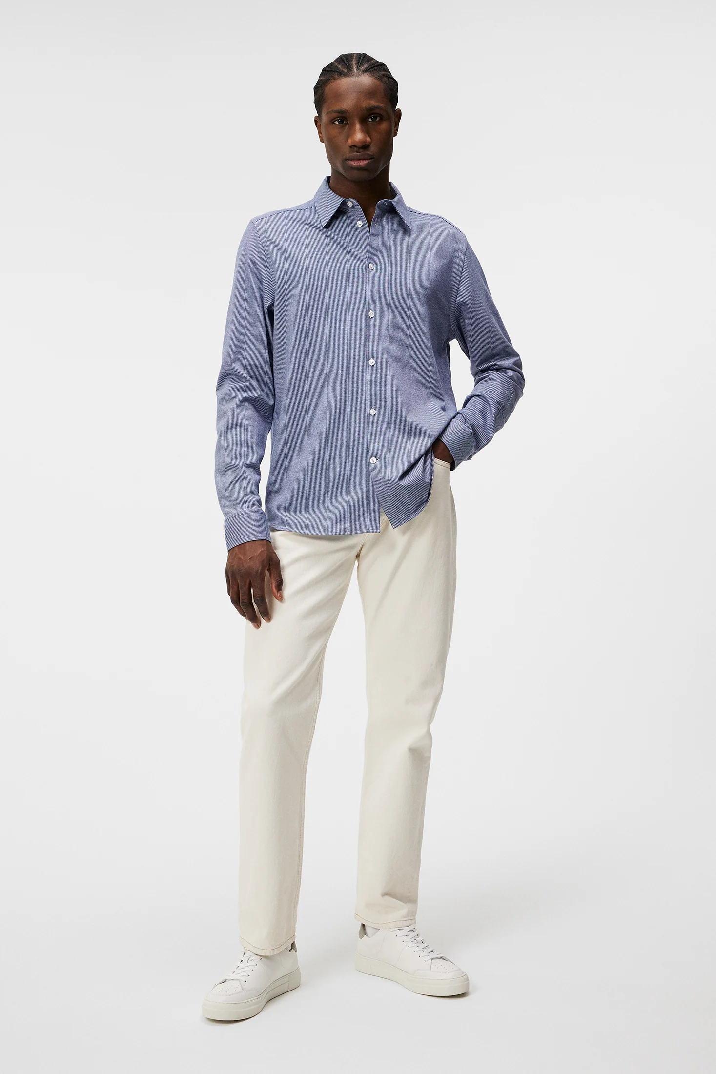 Marlon LS Jersey Slim Shirt / Bijou Blue - Image 4