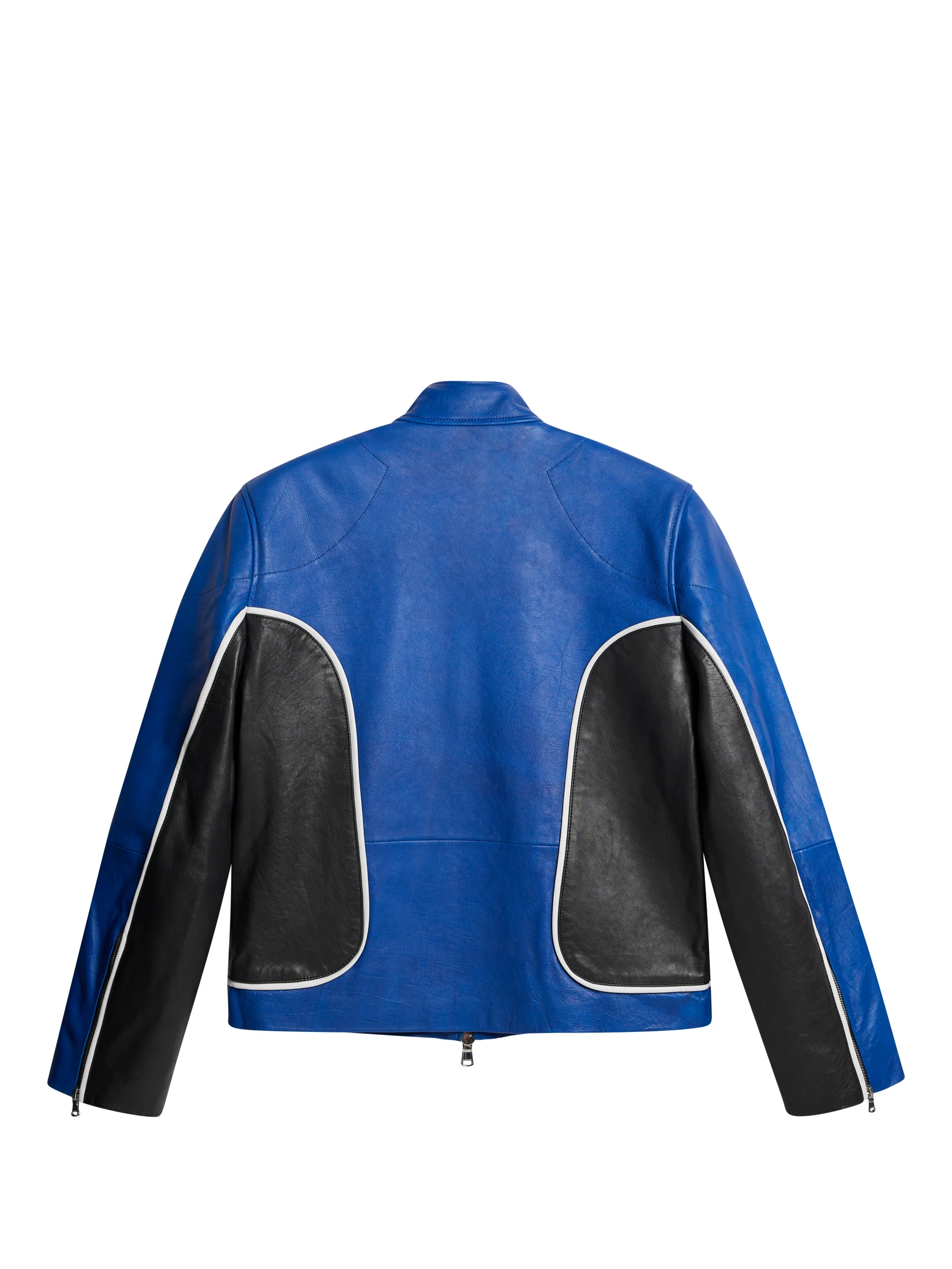 Morris Leather Biker Jacket / Nautical Blue - Image 3