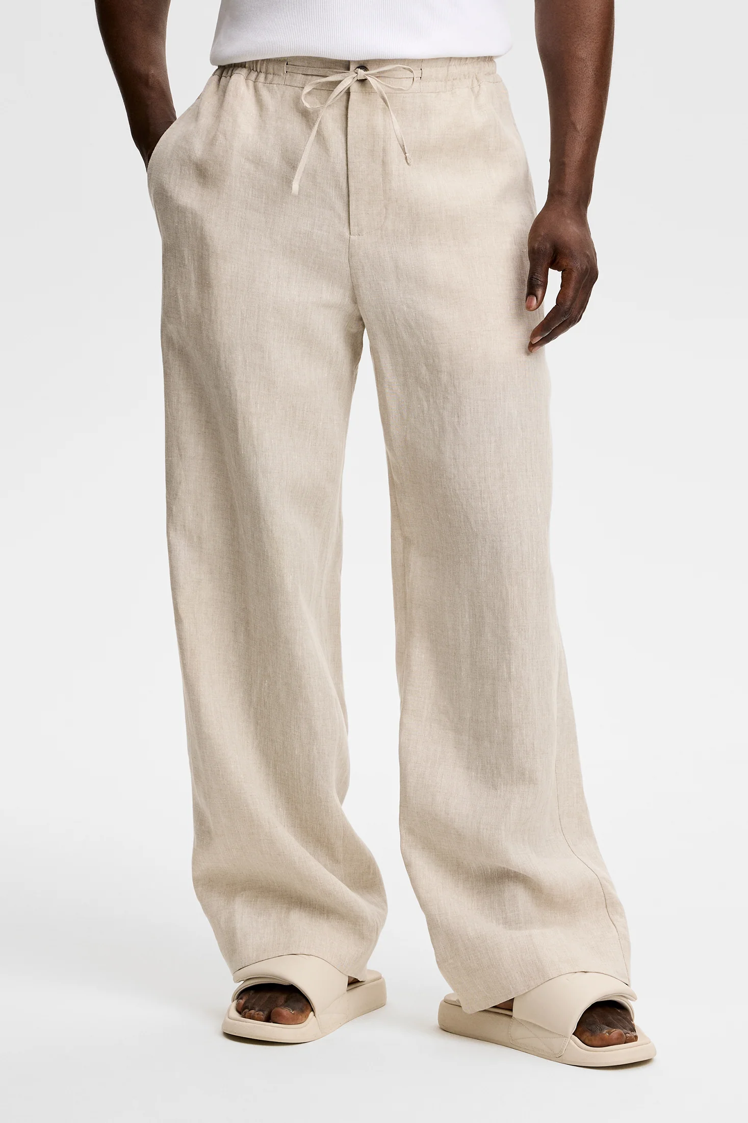 Noah Drape Linen Pants / Moonbeam - Image 2