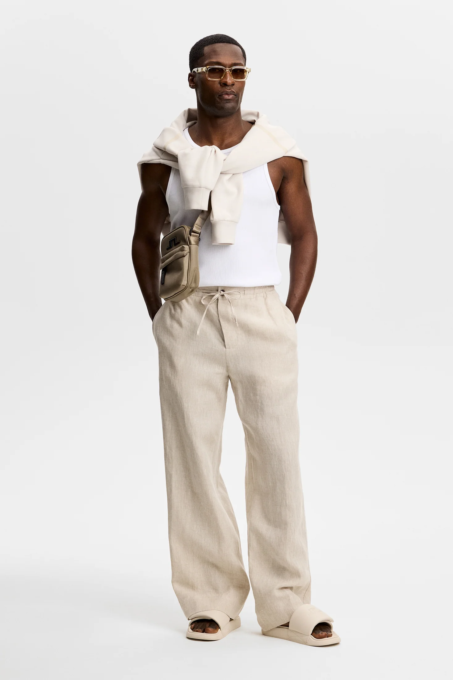 Noah Drape Linen Pants / Moonbeam - Image 4