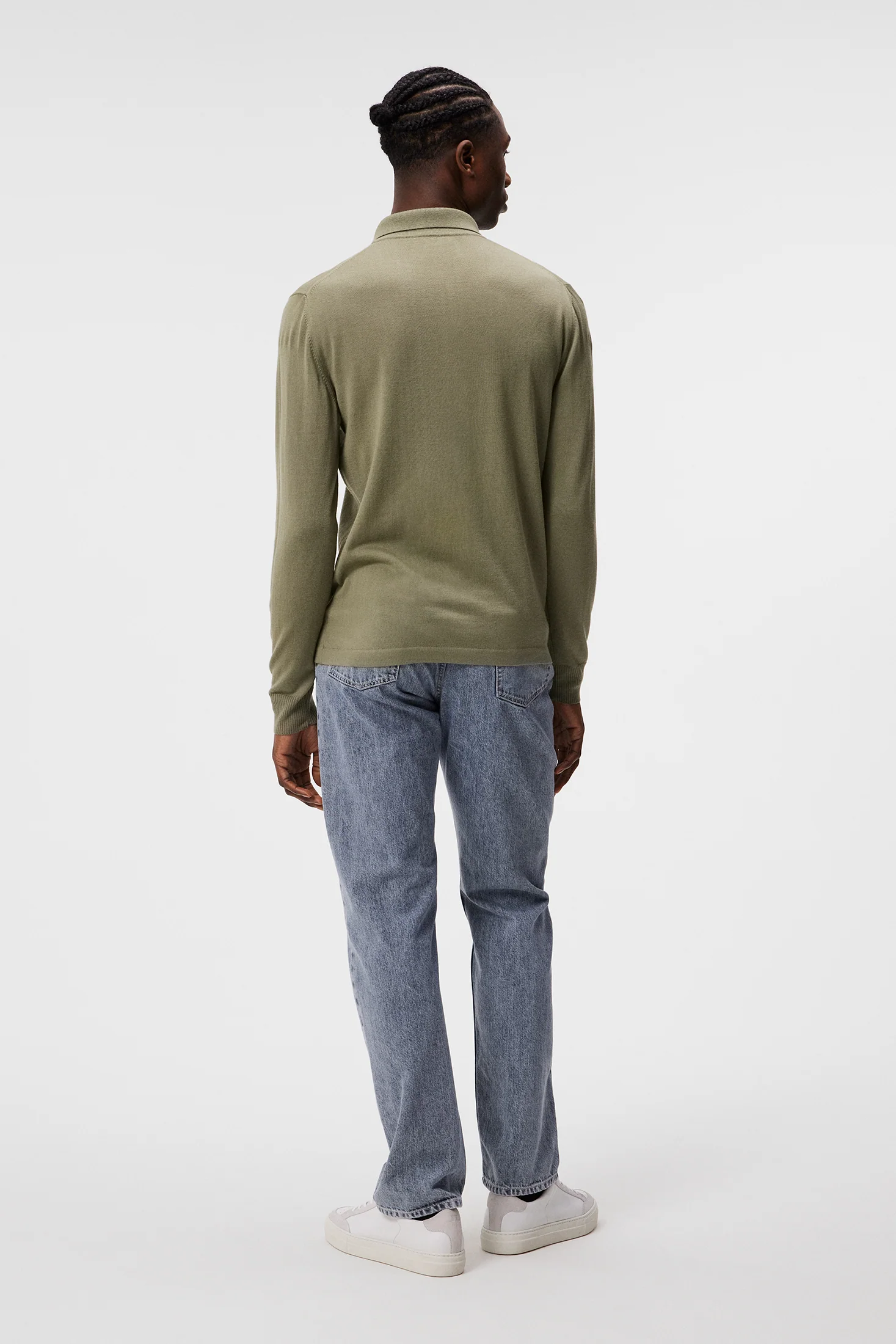 Nyle Light Merino Zip Cardigan / Oil Green - Image 3