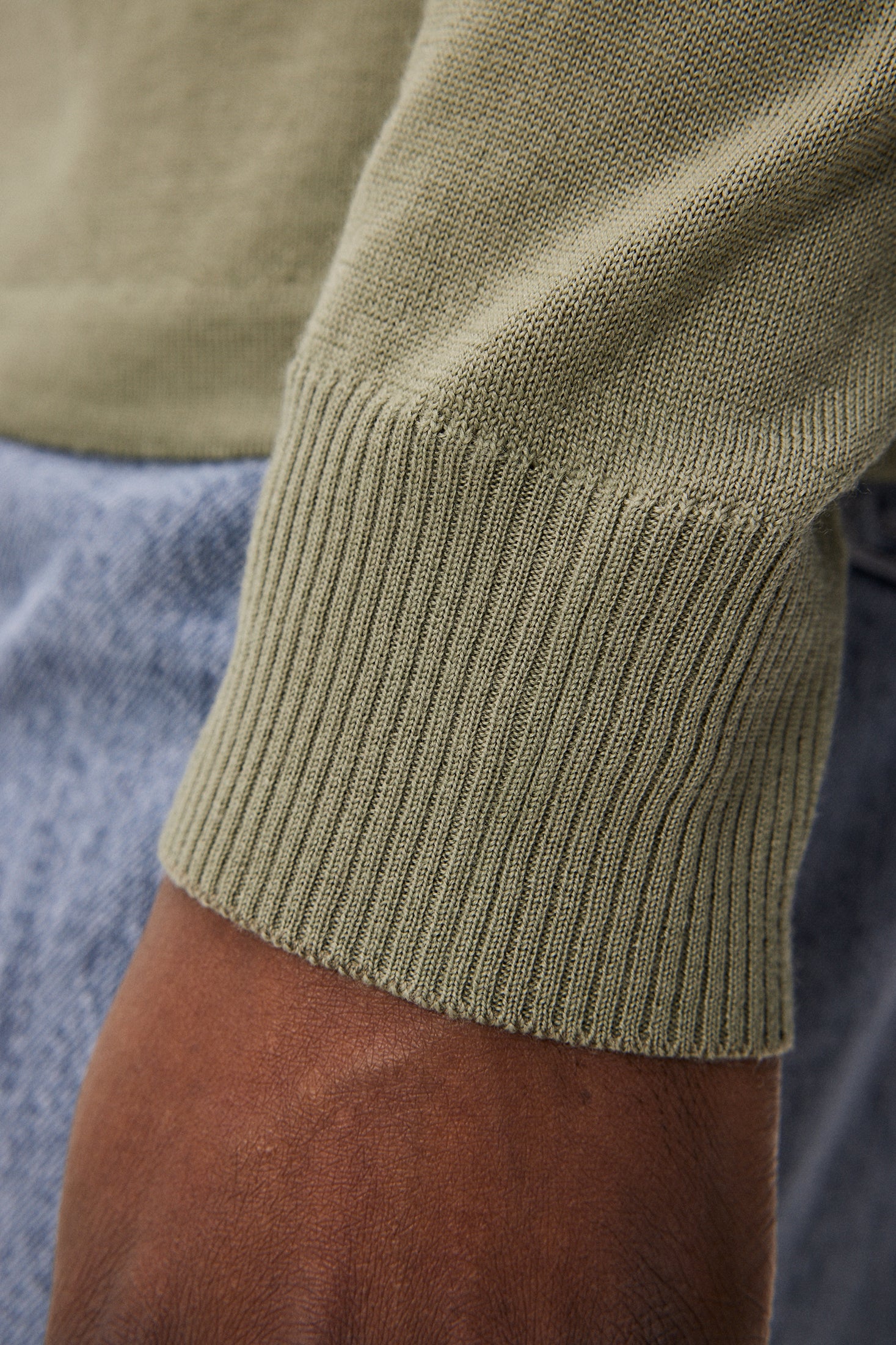 Nyle Light Merino Zip Cardigan / Oil Green - Image 6