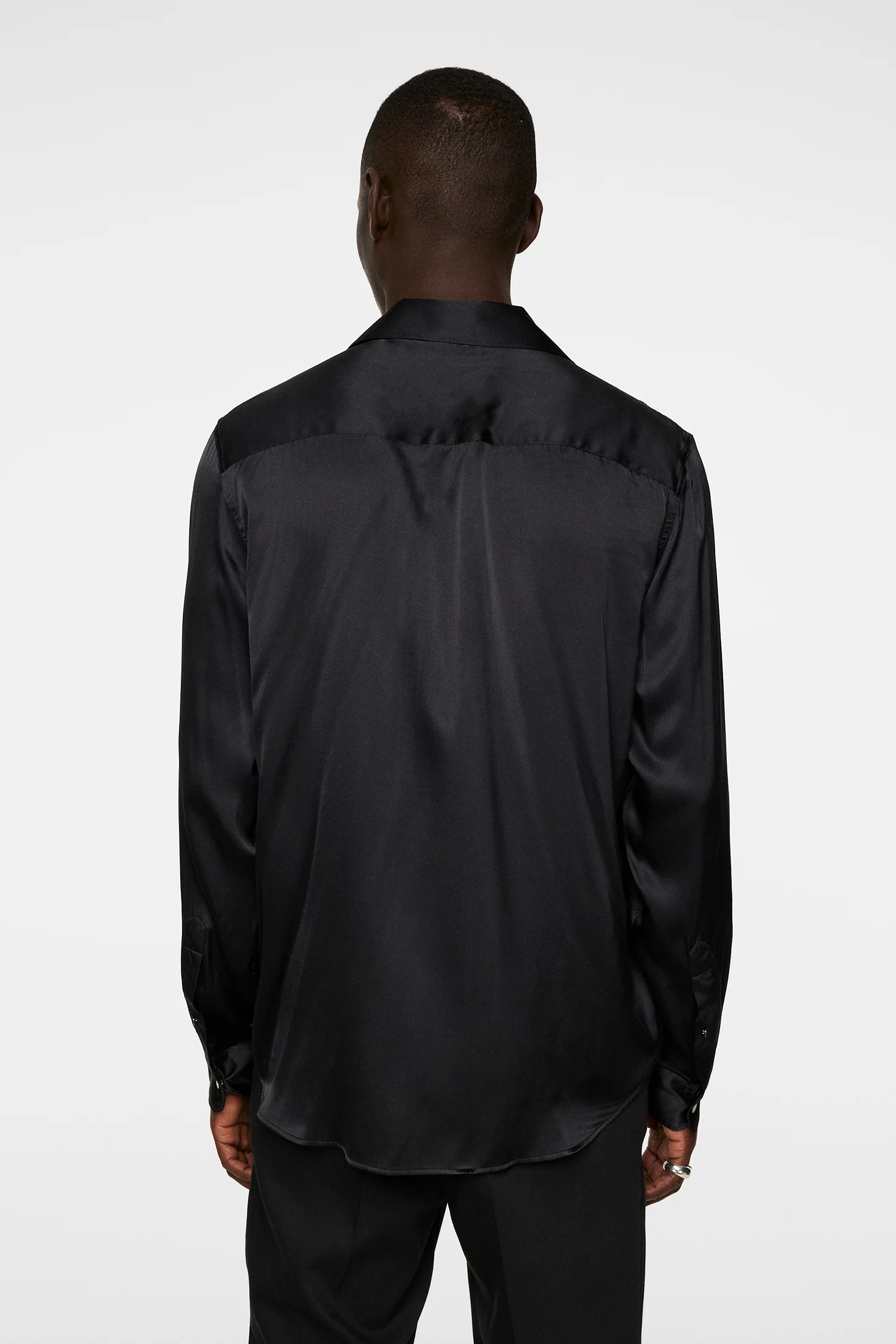 PJ Solid Silk Shirt / Black - Image 3