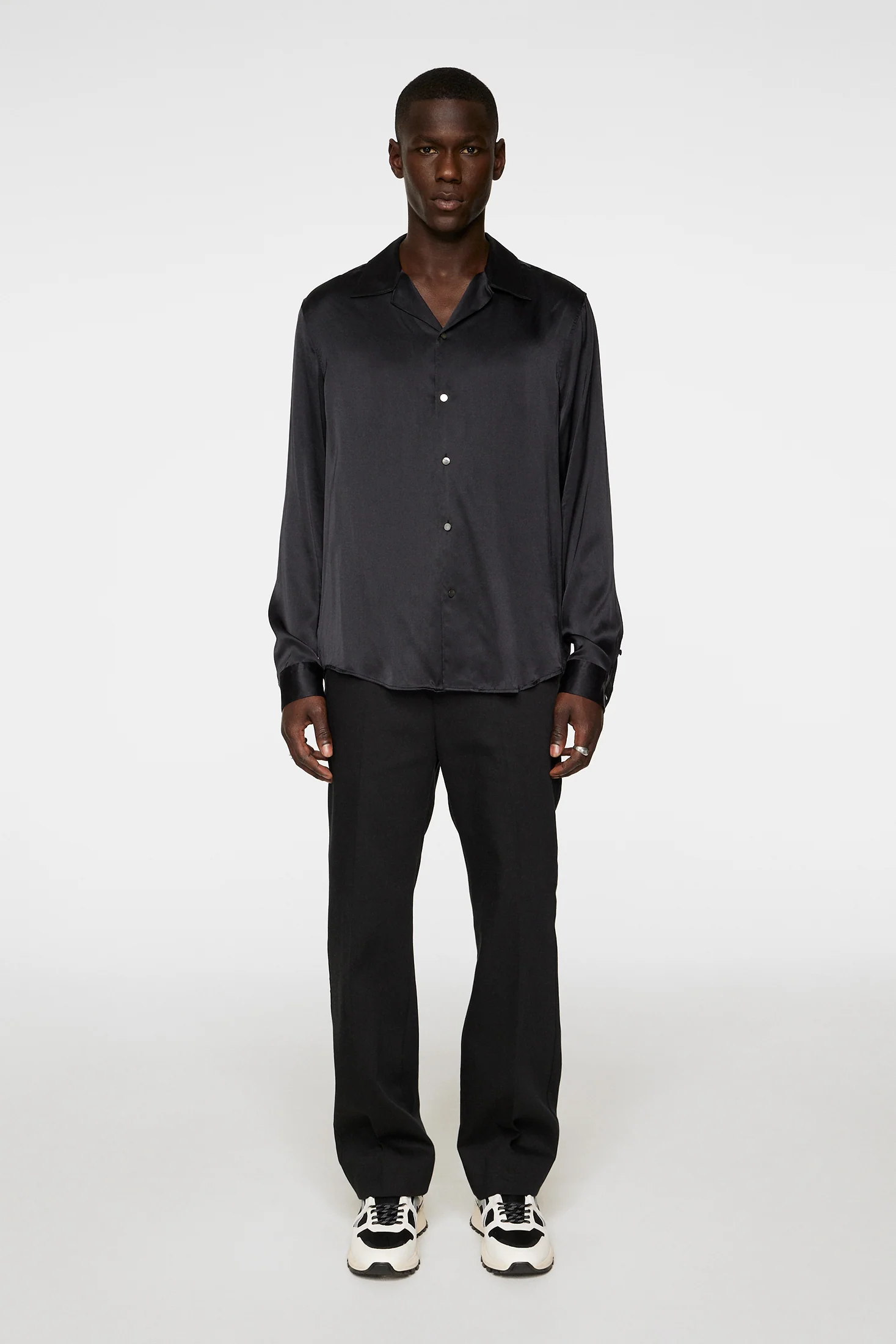 PJ Solid Silk Shirt / Black - Image 4