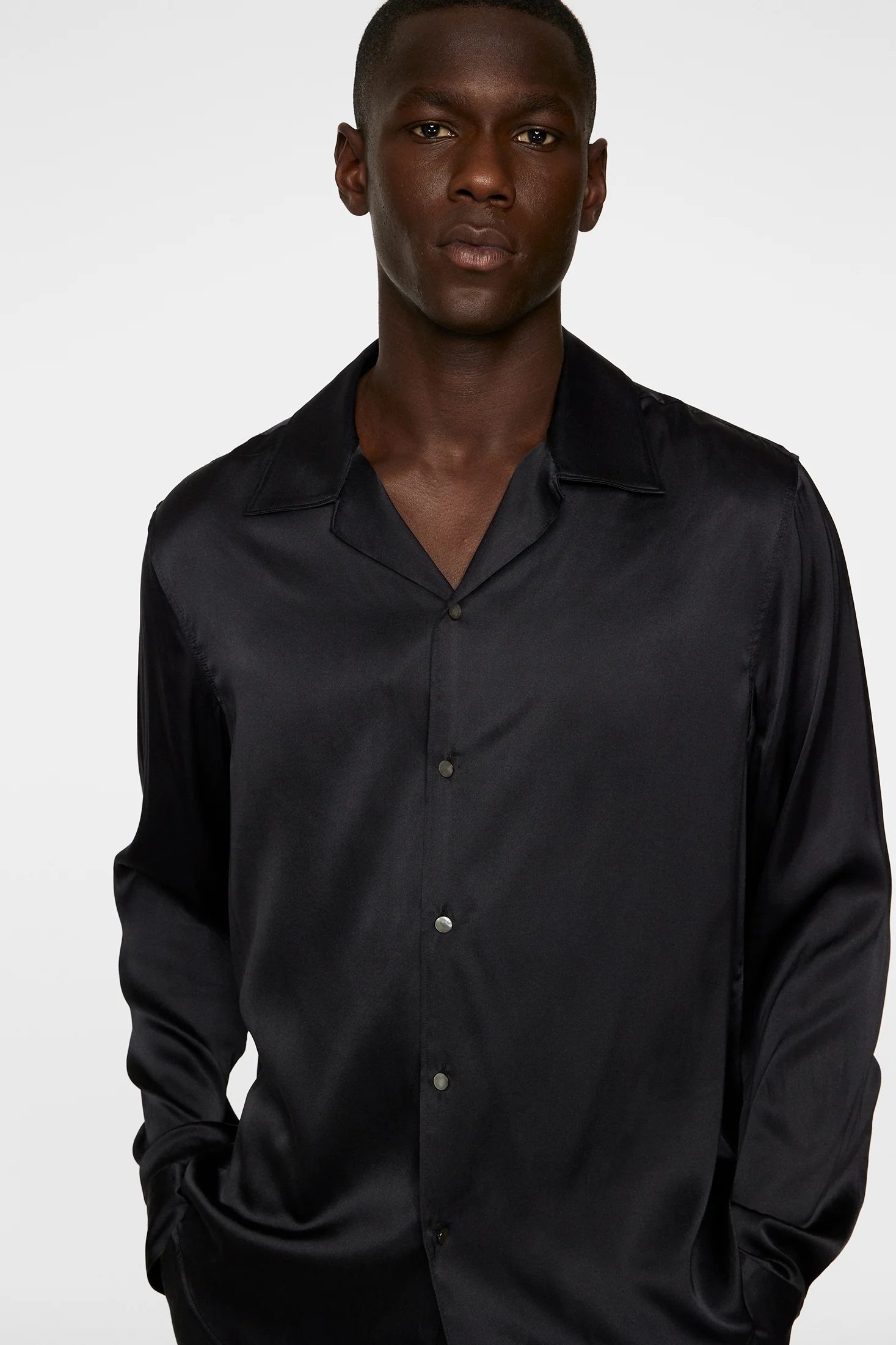 PJ Solid Silk Shirt / Black - Image 5