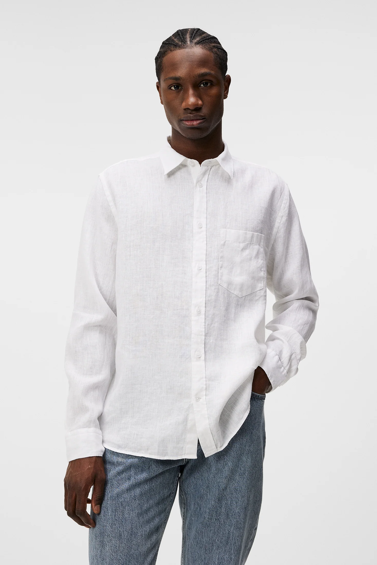 Reg LS Clean Linen Shirt / White - Image 2
