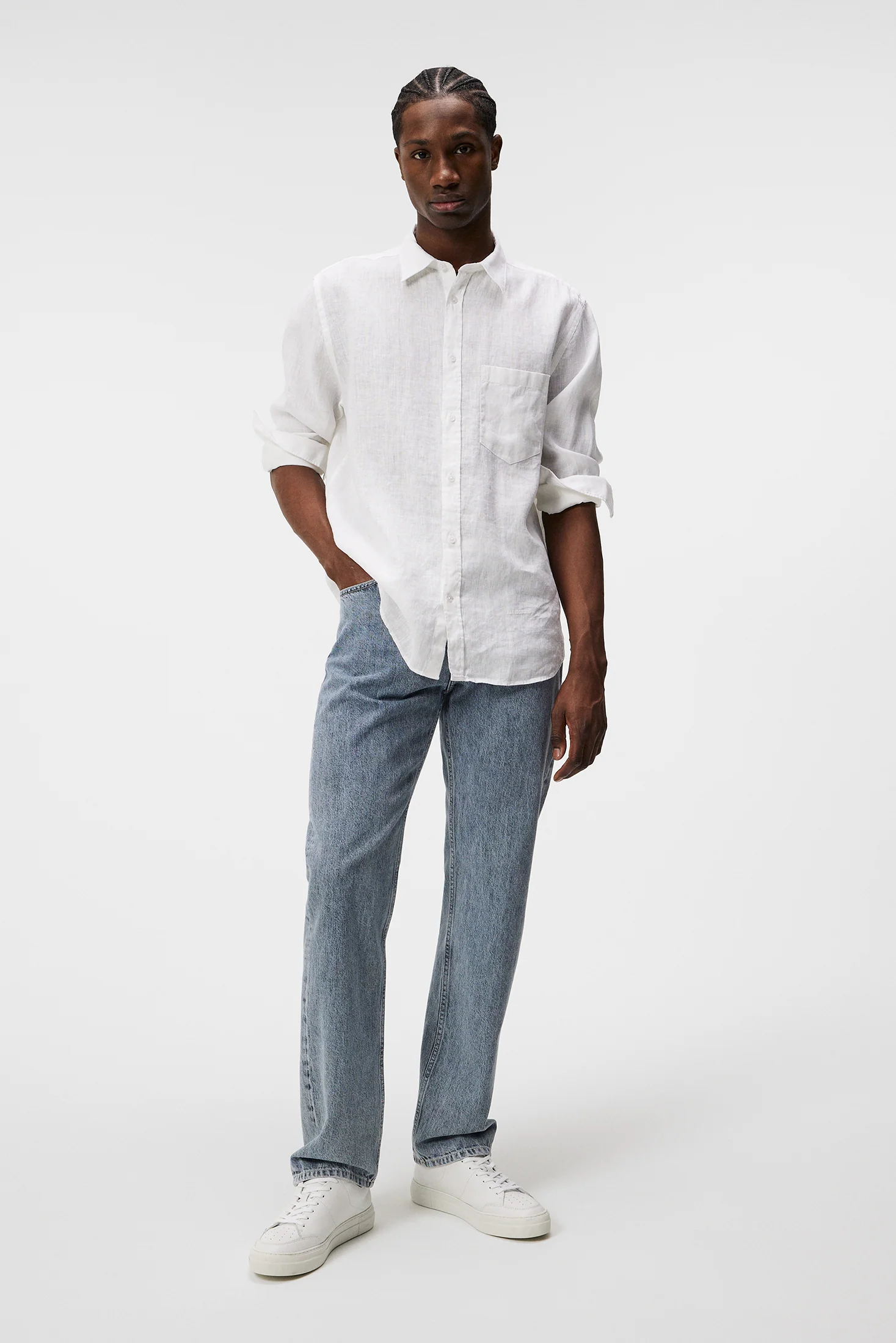 Reg LS Clean Linen Shirt / White - Image 4