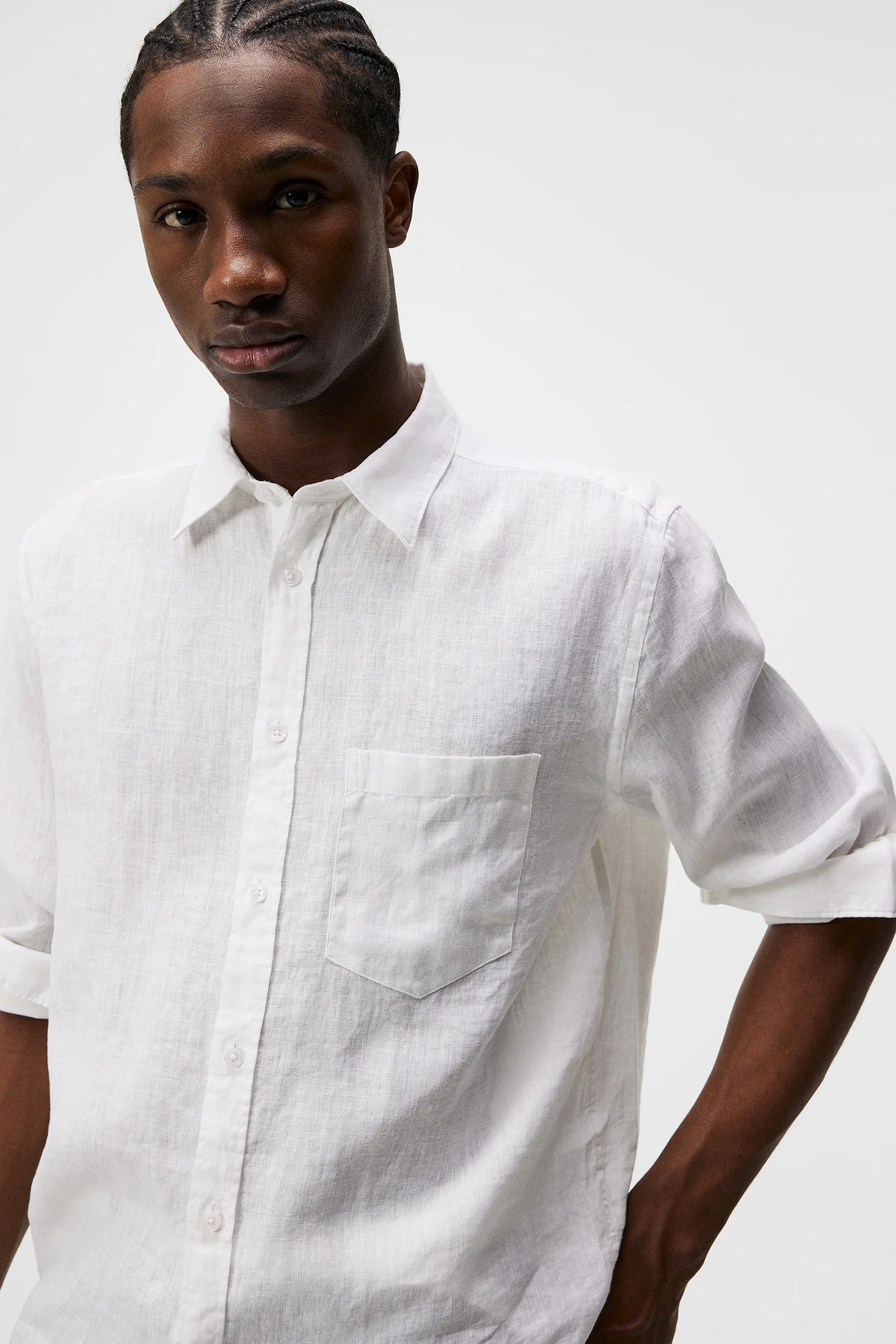 Reg LS Clean Linen Shirt / White - Image 5