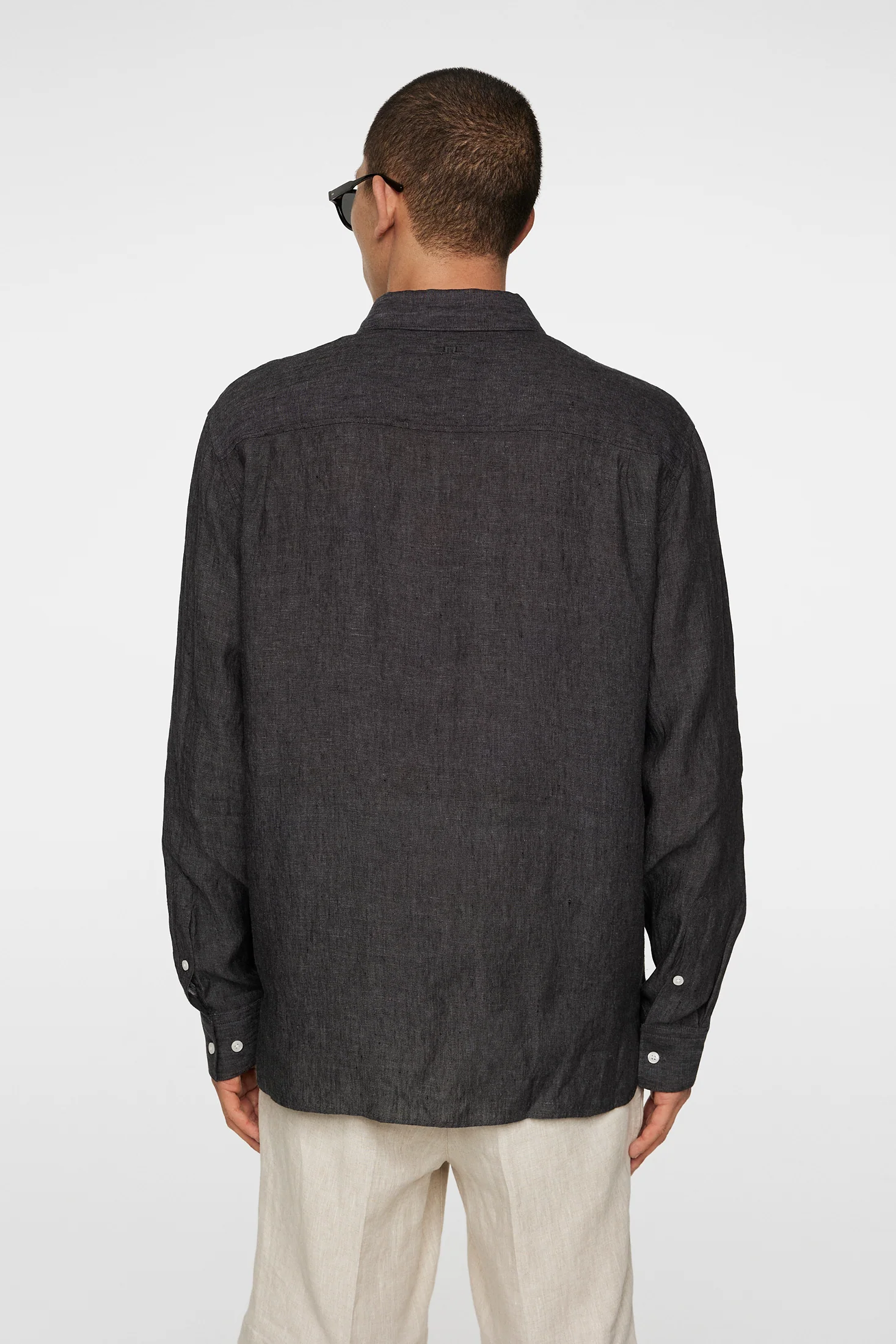 Reg LS Linen Melange Shirt / Black - Image 3