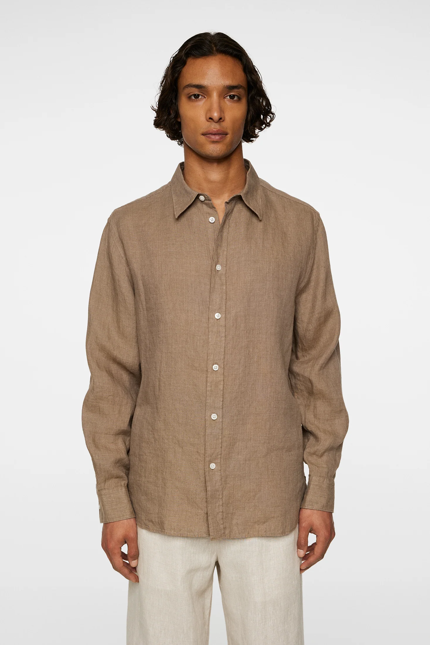 Reg LS Linen Melange Shirt / Sepia Tint - Image 2