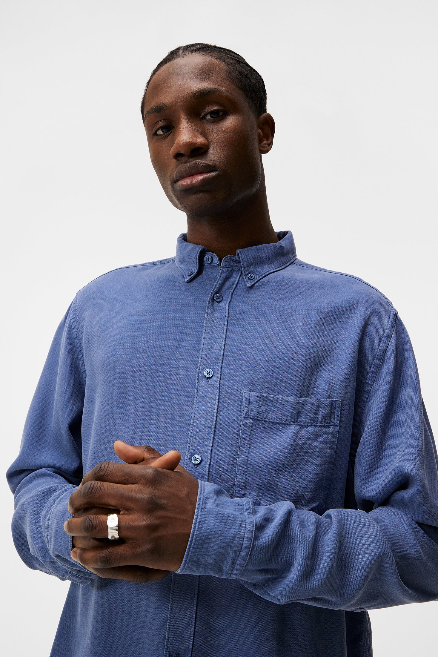 Reg LS Structure Tencel Shirt / Bijou Blue - Image 5