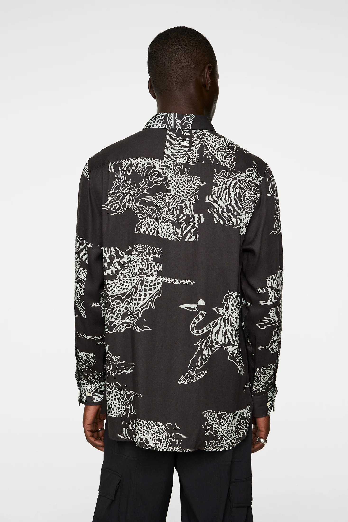 Reg Print Tencel Shirt / Dragon Green L - Image 3