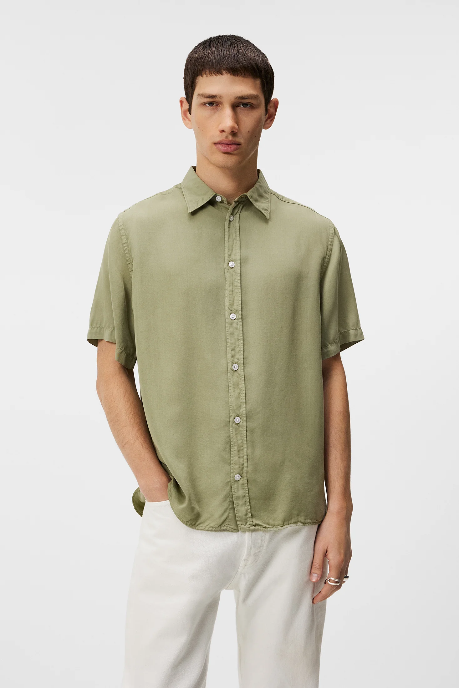 Reg SS Light Tencel Shirt / Oil Green - Image 2