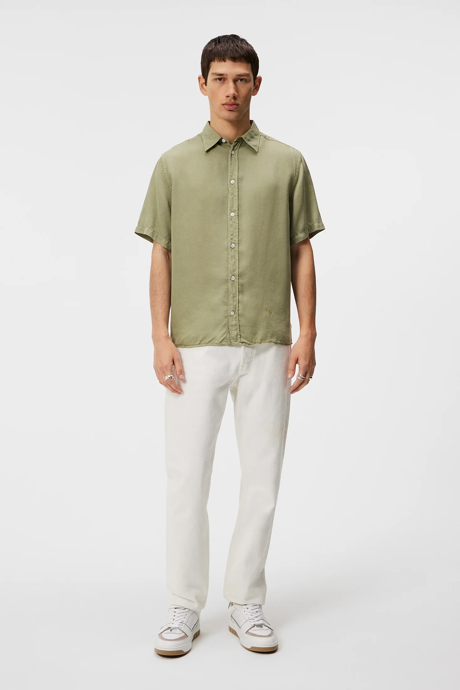 Reg SS Light Tencel Shirt / Oil Green - Image 4