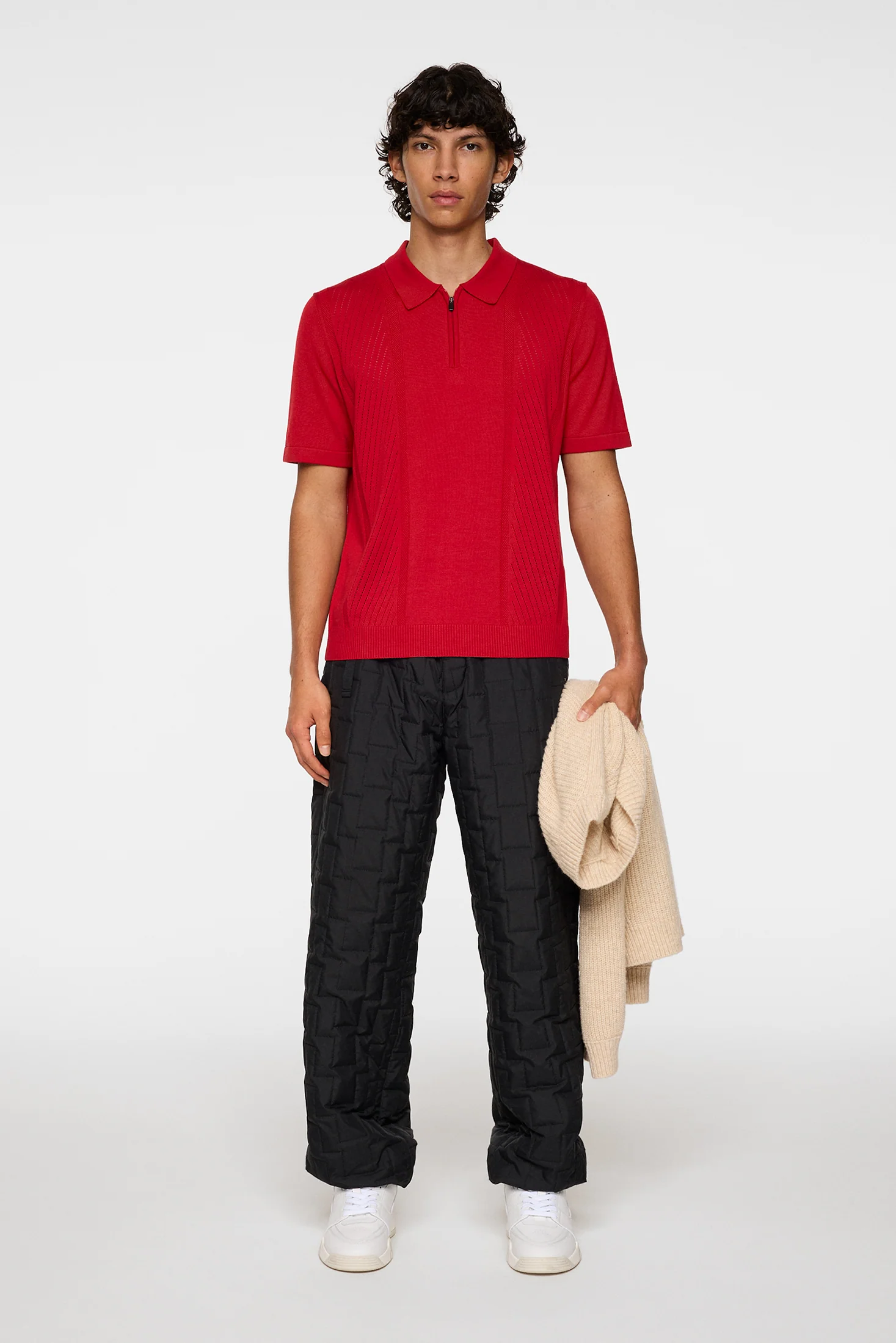 Remy Structure Zip Knit Polo / Barbados Cherry - Image 4
