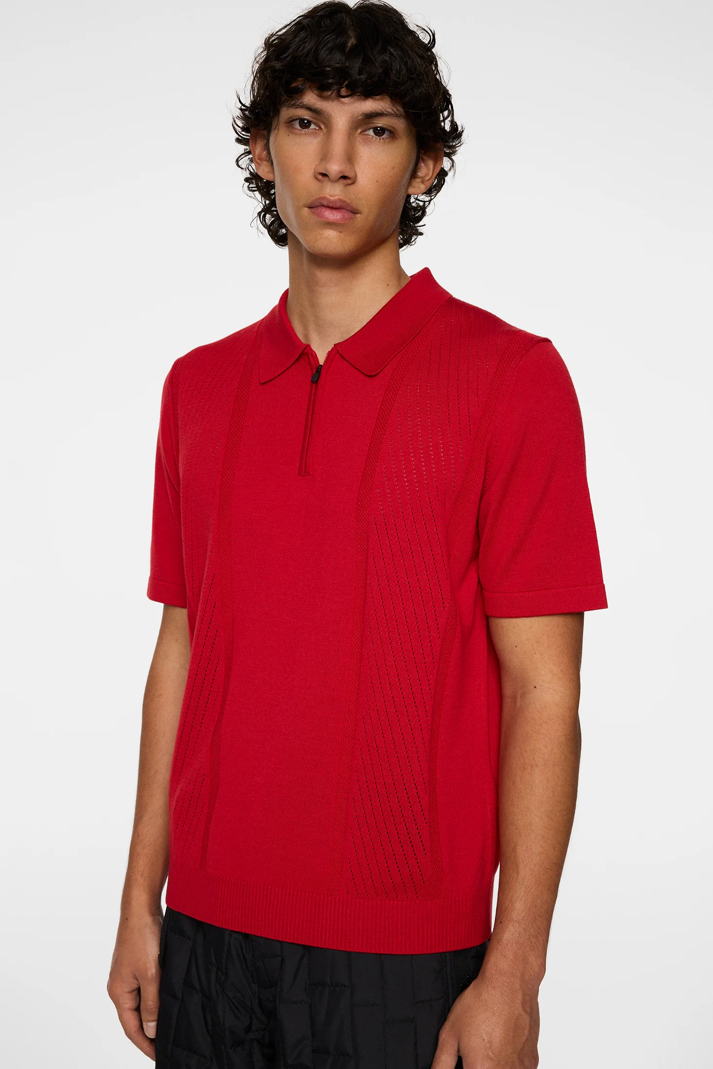 Remy Structure Zip Knit Polo / Barbados Cherry - Image 5