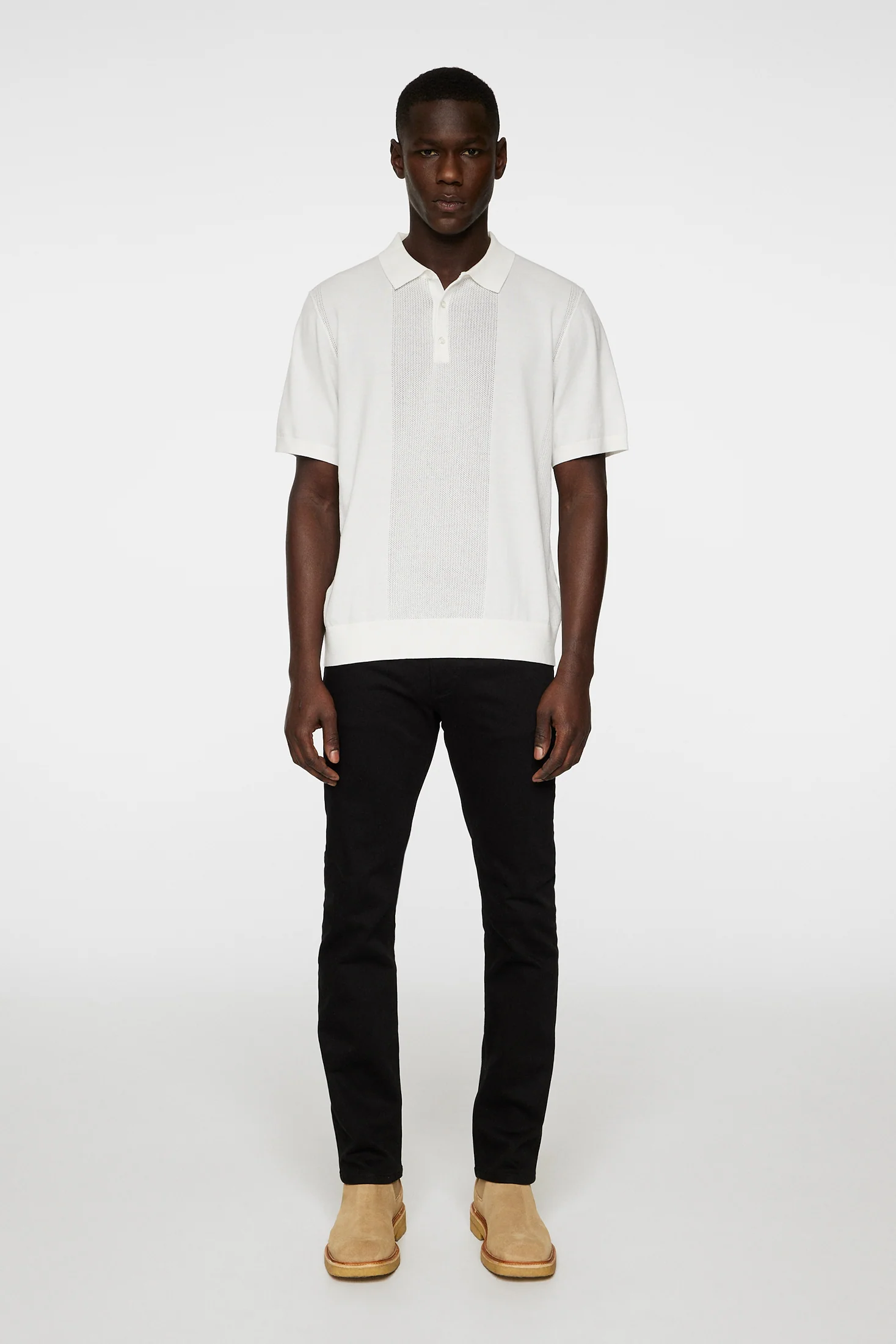 Reymond Solid Stripe Polo / White - Image 5