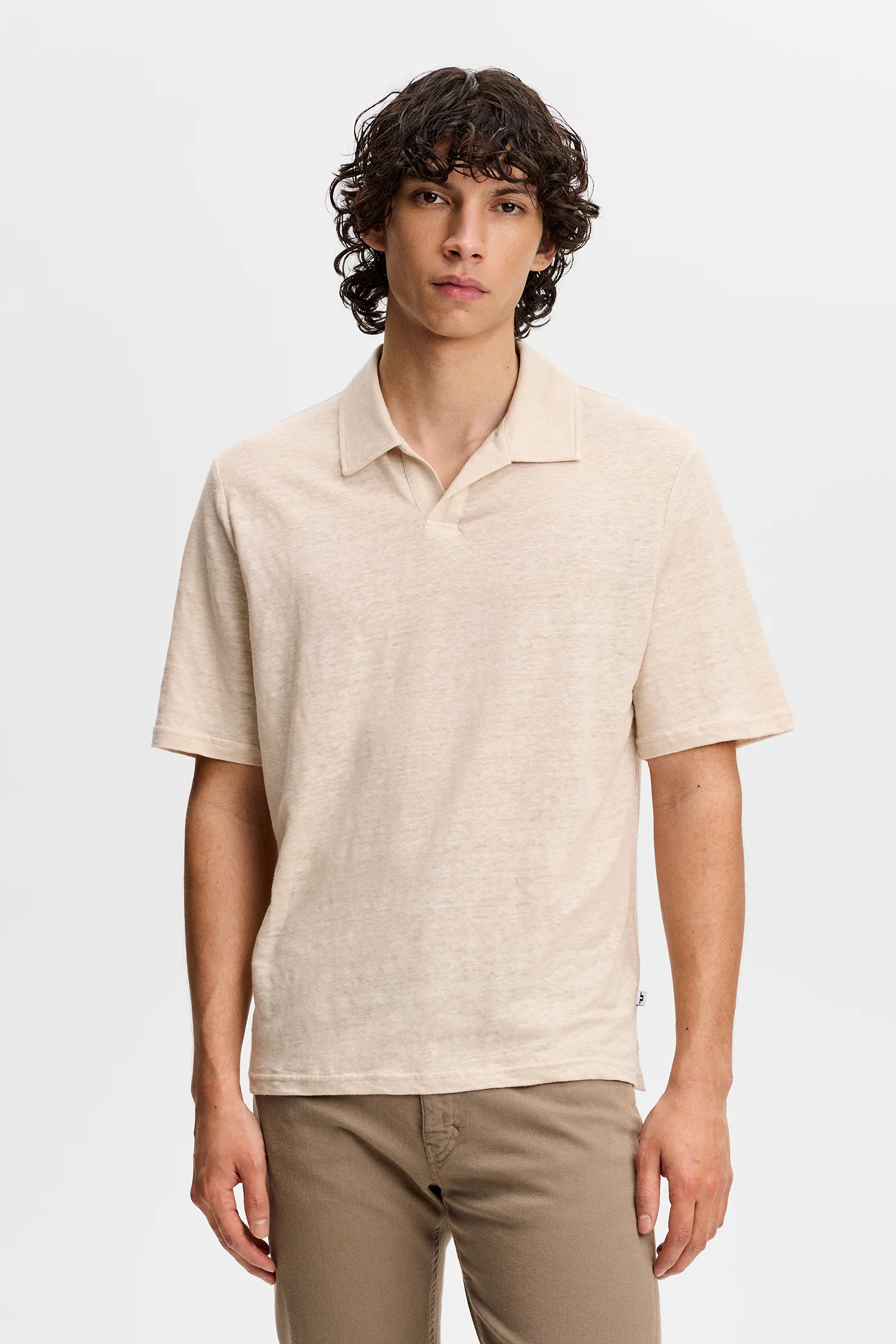 Roy Linen Polo / Moonbeam - Image 2