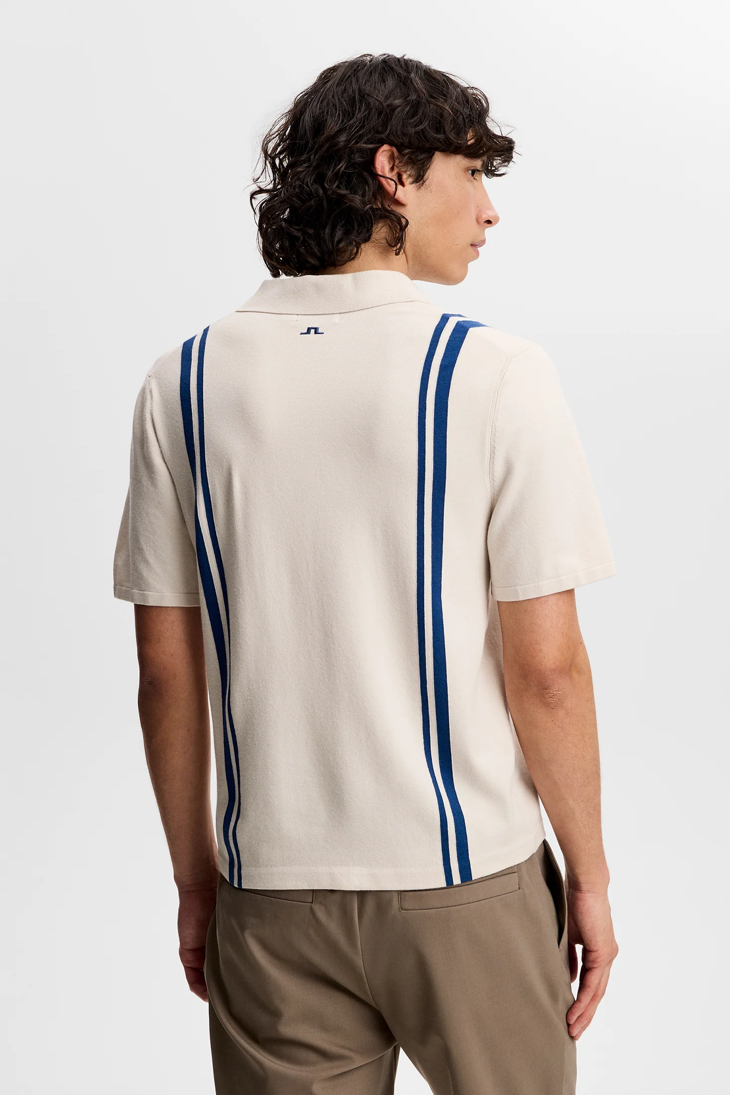 Rylan Stripe Knit Golf Polo / Moonbeam - Image 3