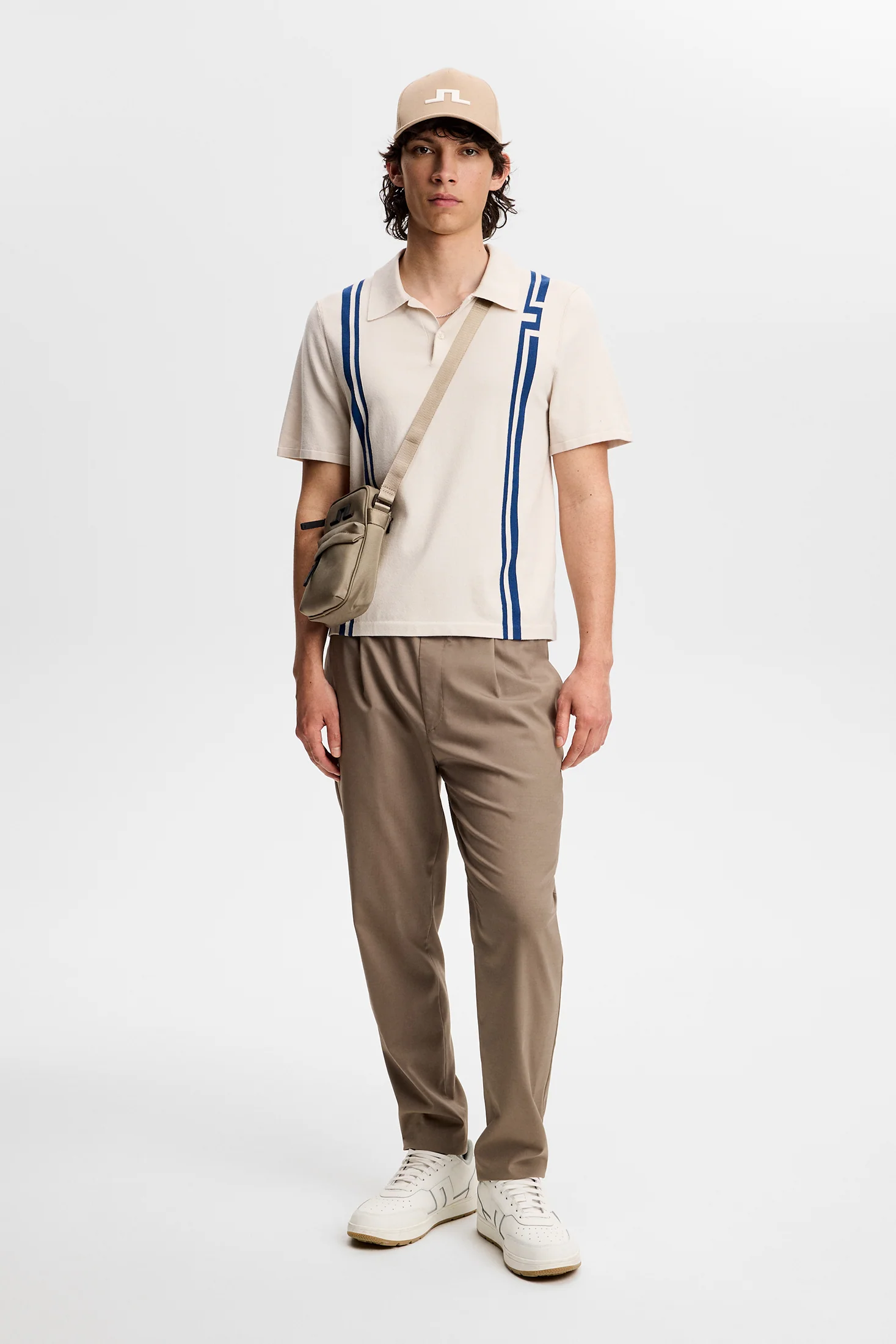 Rylan Stripe Knit Golf Polo / Moonbeam - Image 4