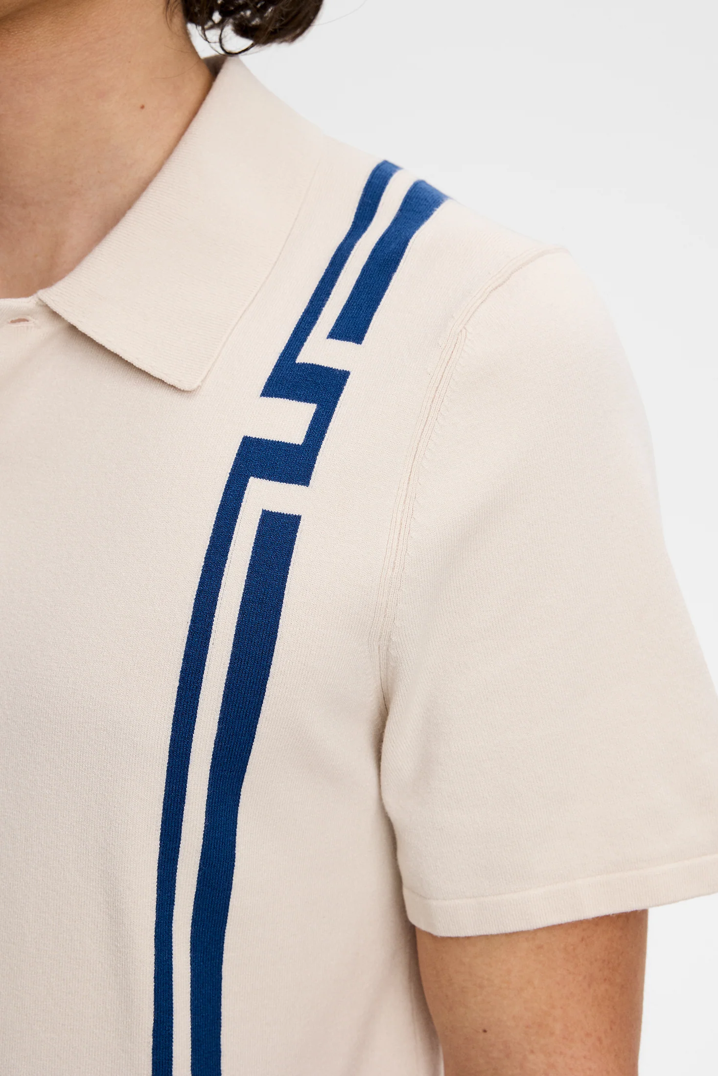 Rylan Stripe Knit Golf Polo / Moonbeam - Image 5