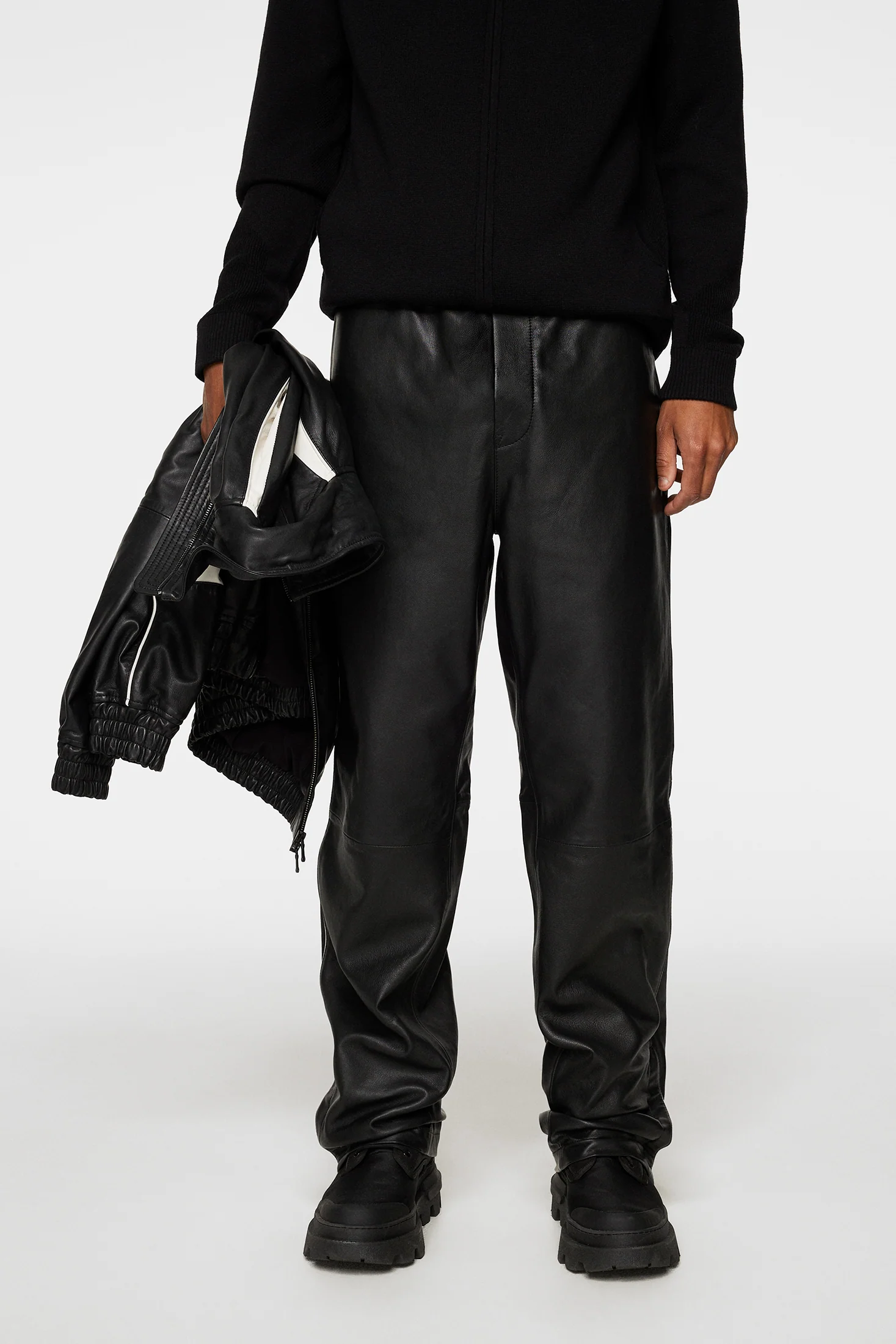 Santo Leather Track Pants / Black - Image 2
