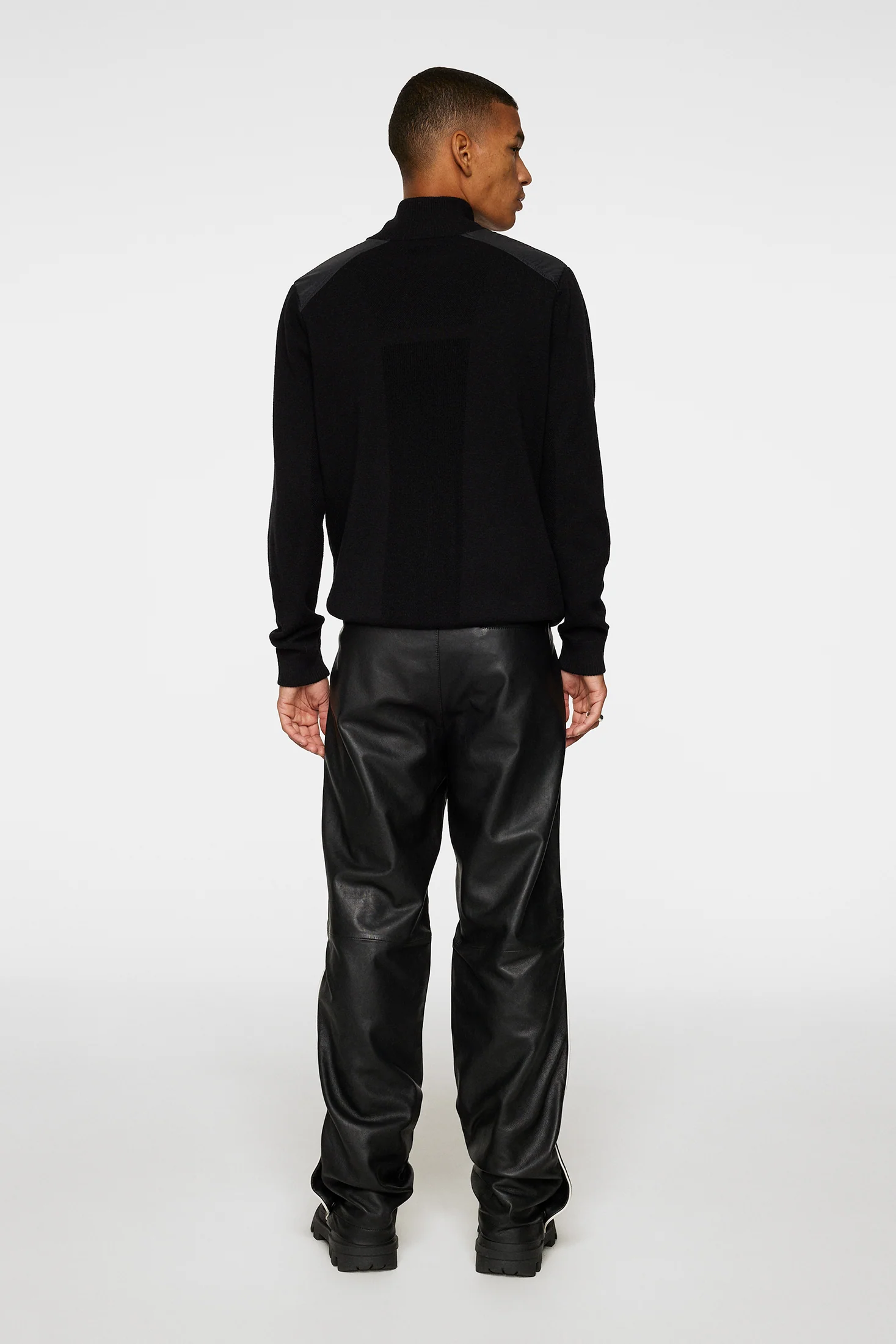 Santo Leather Track Pants / Black - Image 3
