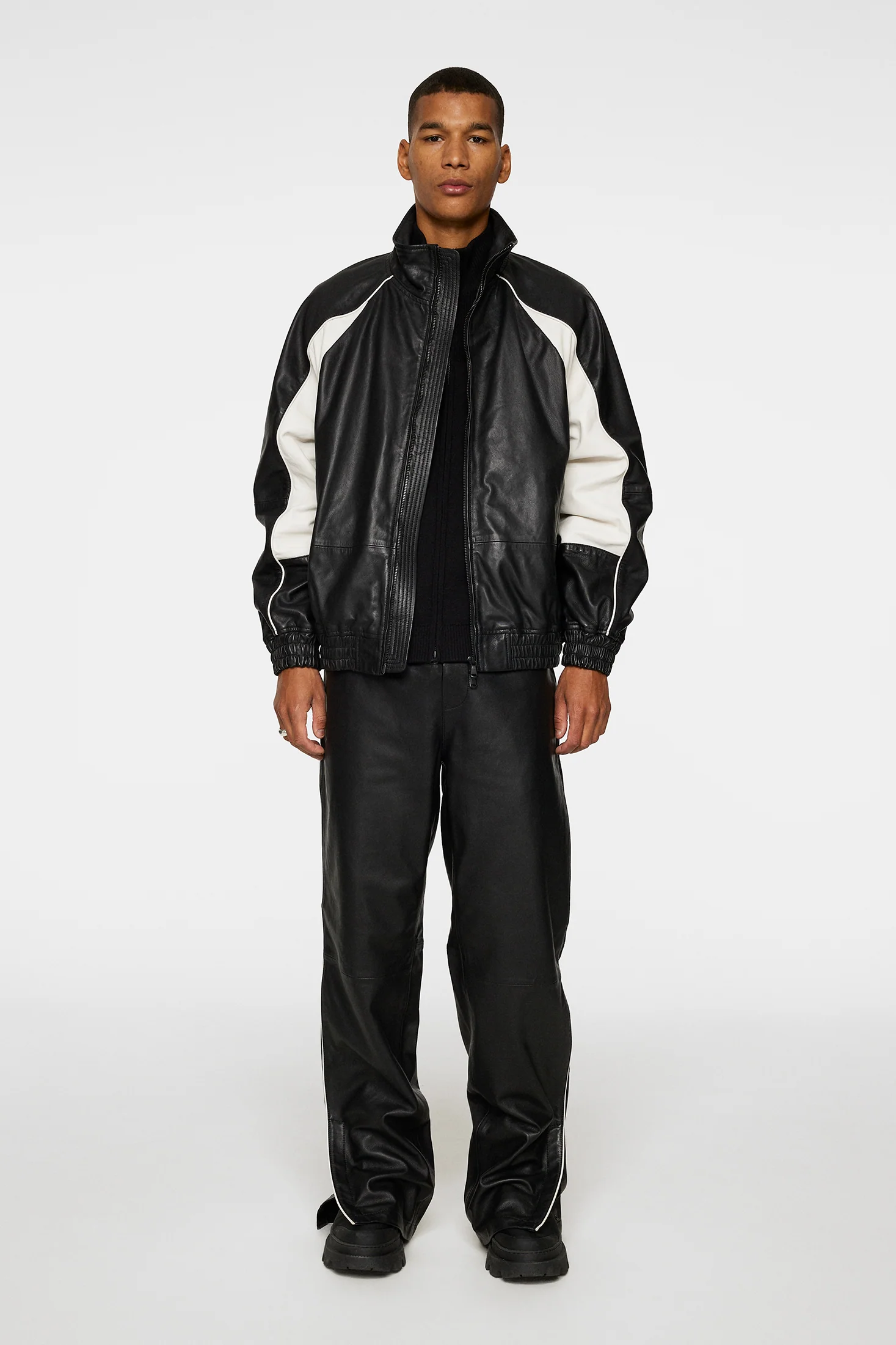Santo Leather Track Pants / Black - Image 4