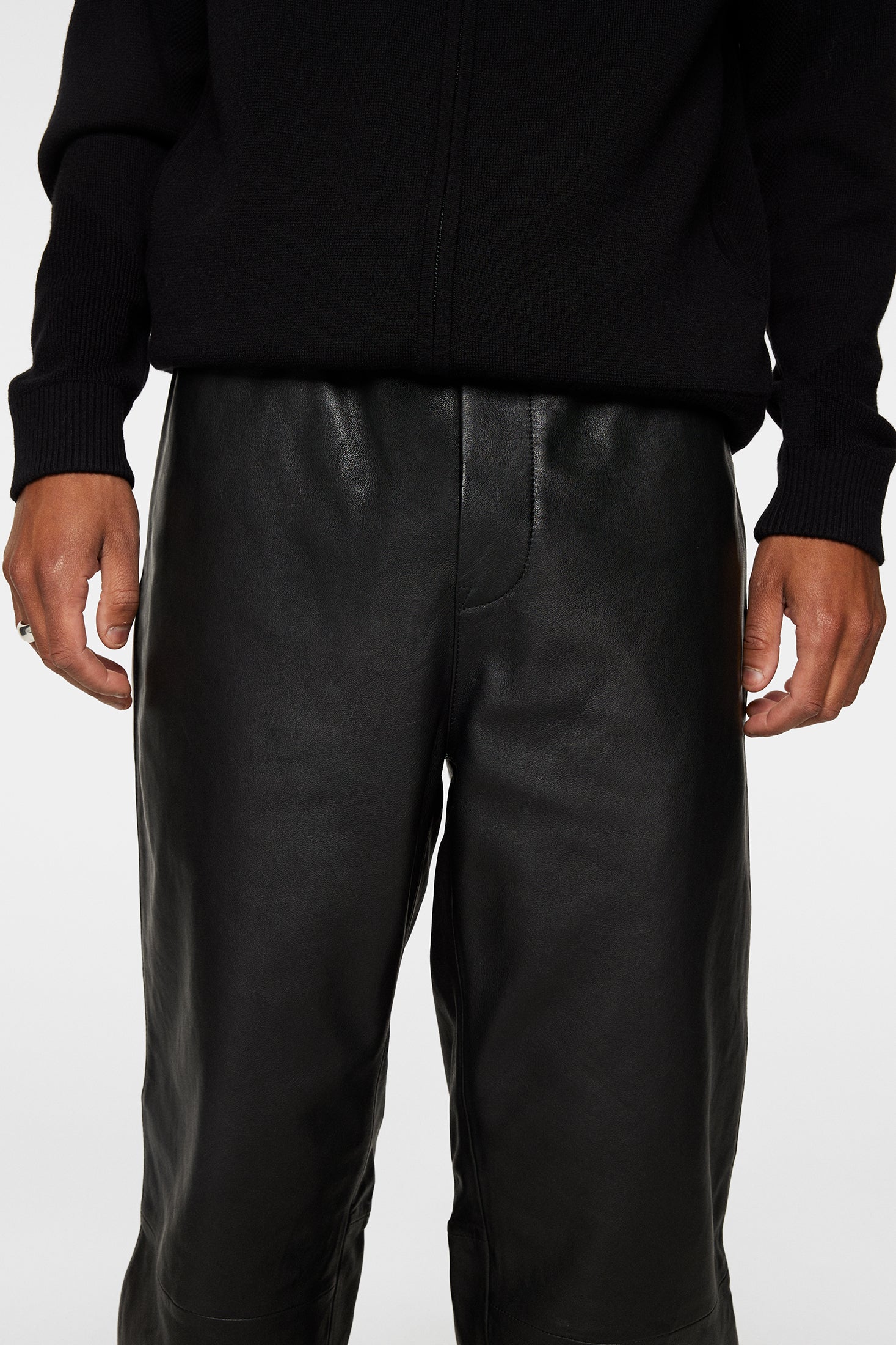 Santo Leather Track Pants / Black - Image 5
