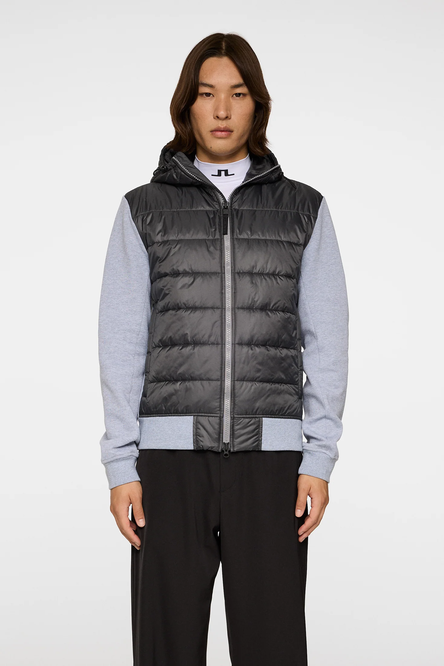 Seth Hybrid Zip Hood / Medium Grey Melange - Image 3
