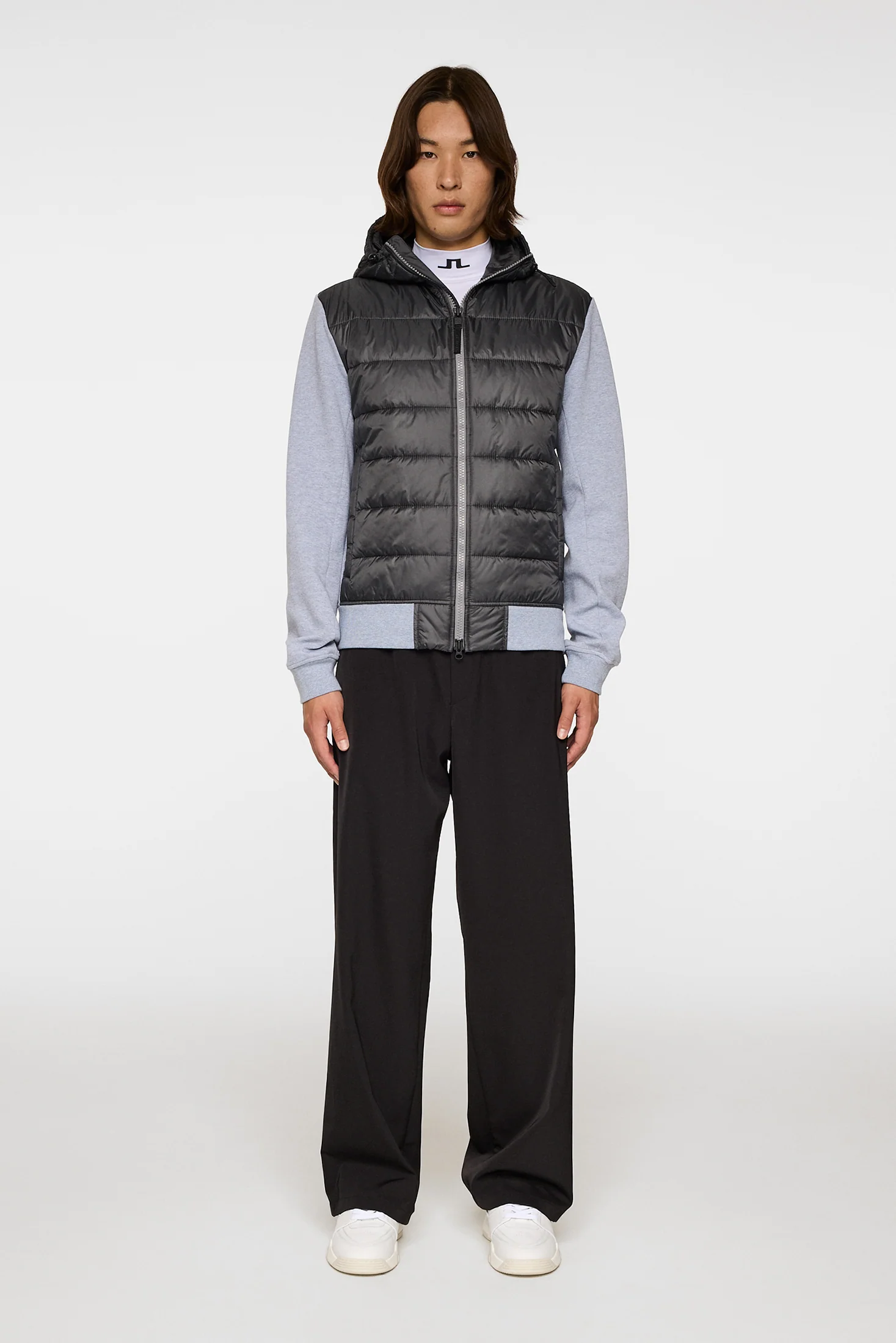 Seth Hybrid Zip Hood / Medium Grey Melange - Image 5