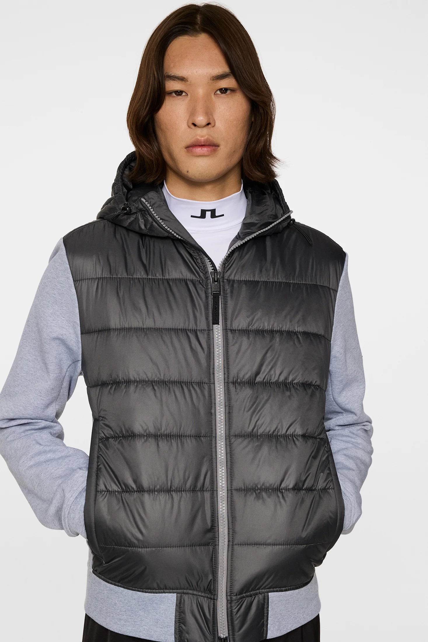 Seth Hybrid Zip Hood / Medium Grey Melange - Image 6
