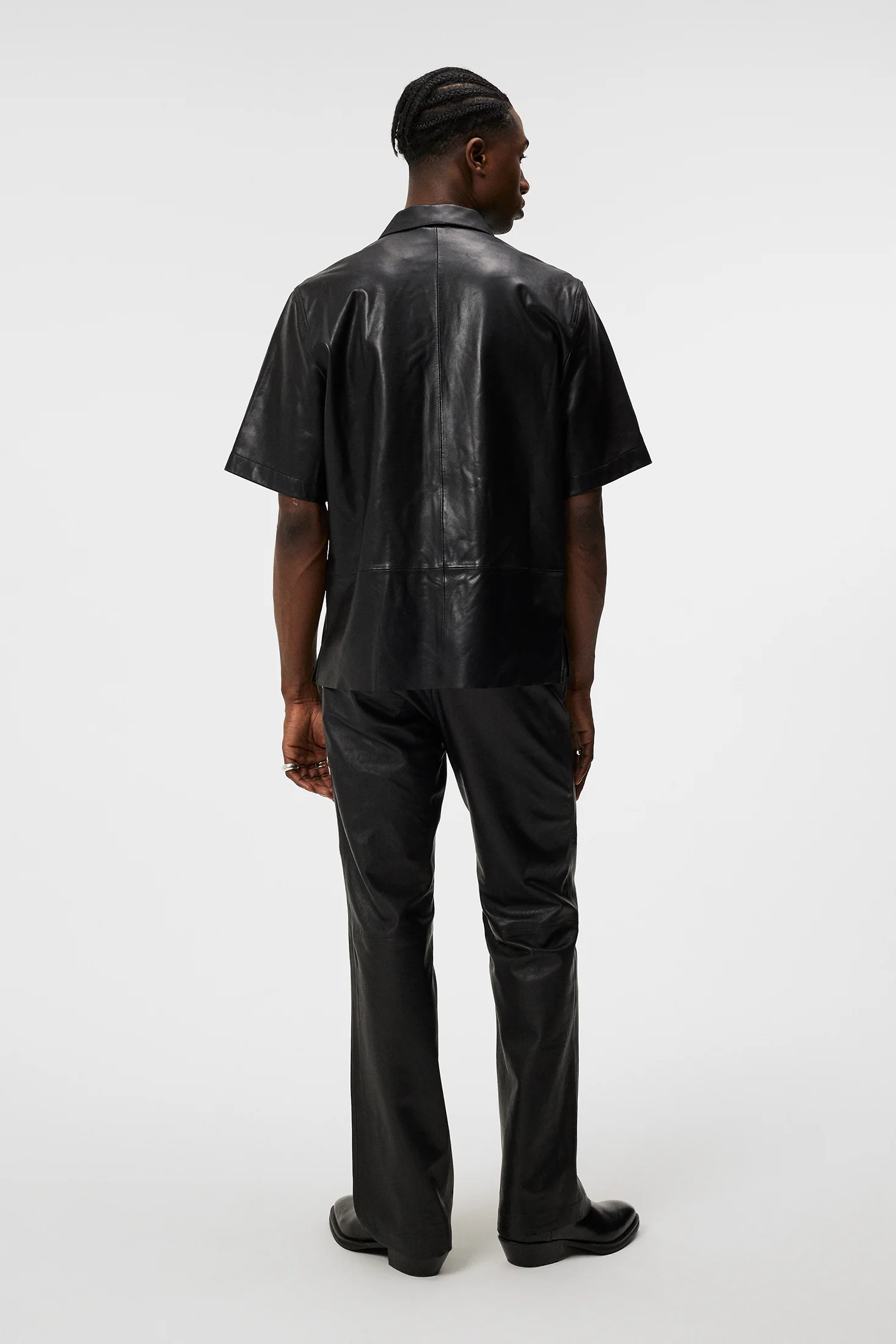 Shorty Leather Overshirt / Black - Image 3
