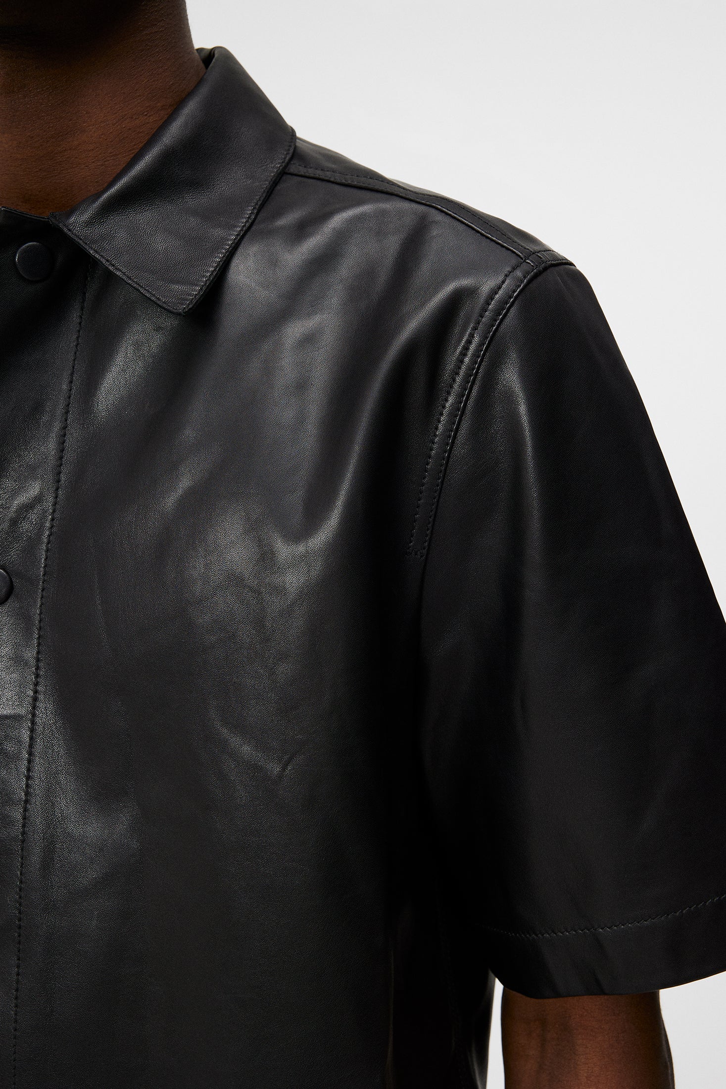Shorty Leather Overshirt / Black - Image 6
