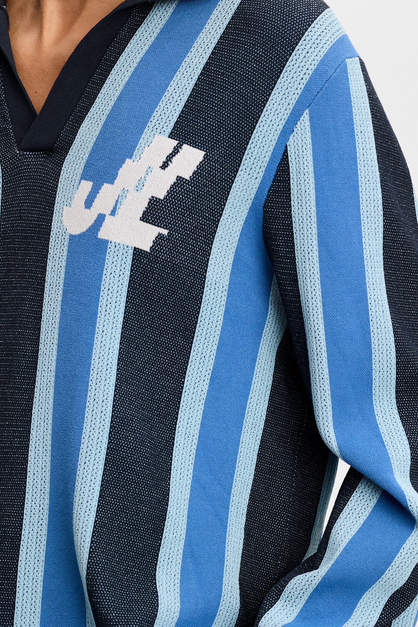 Silas Stripe Polo Knit / JL Navy - Image 5