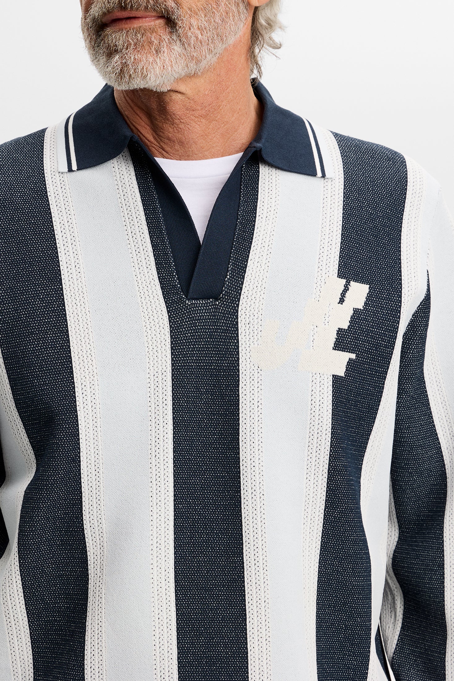 Silas Stripe Polo Knit / Skywriting - Image 5